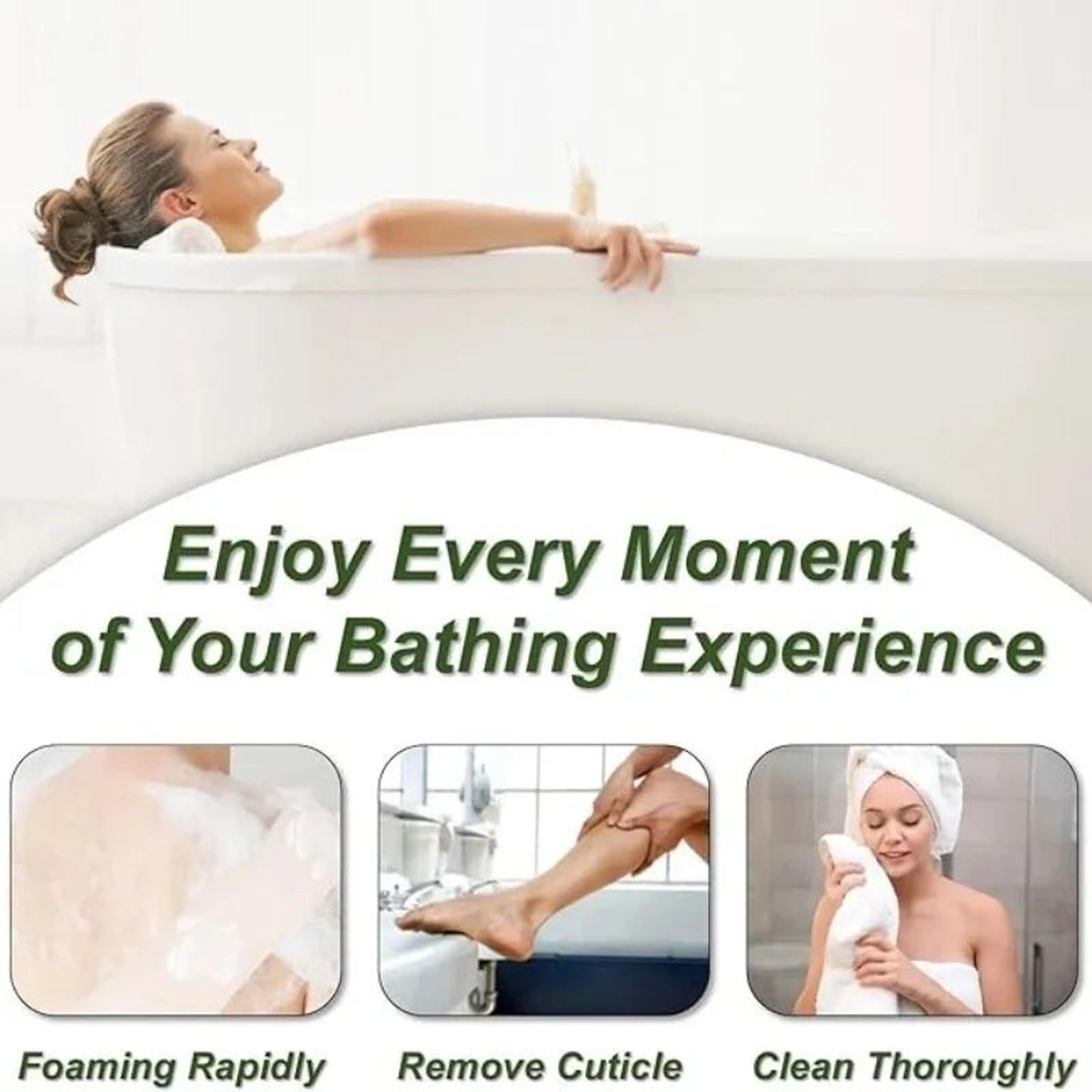 Natural Loofah Back Scrubber Exfoliating Massage Strip With Handles  Long Body Cleaning Belt For Sm 5