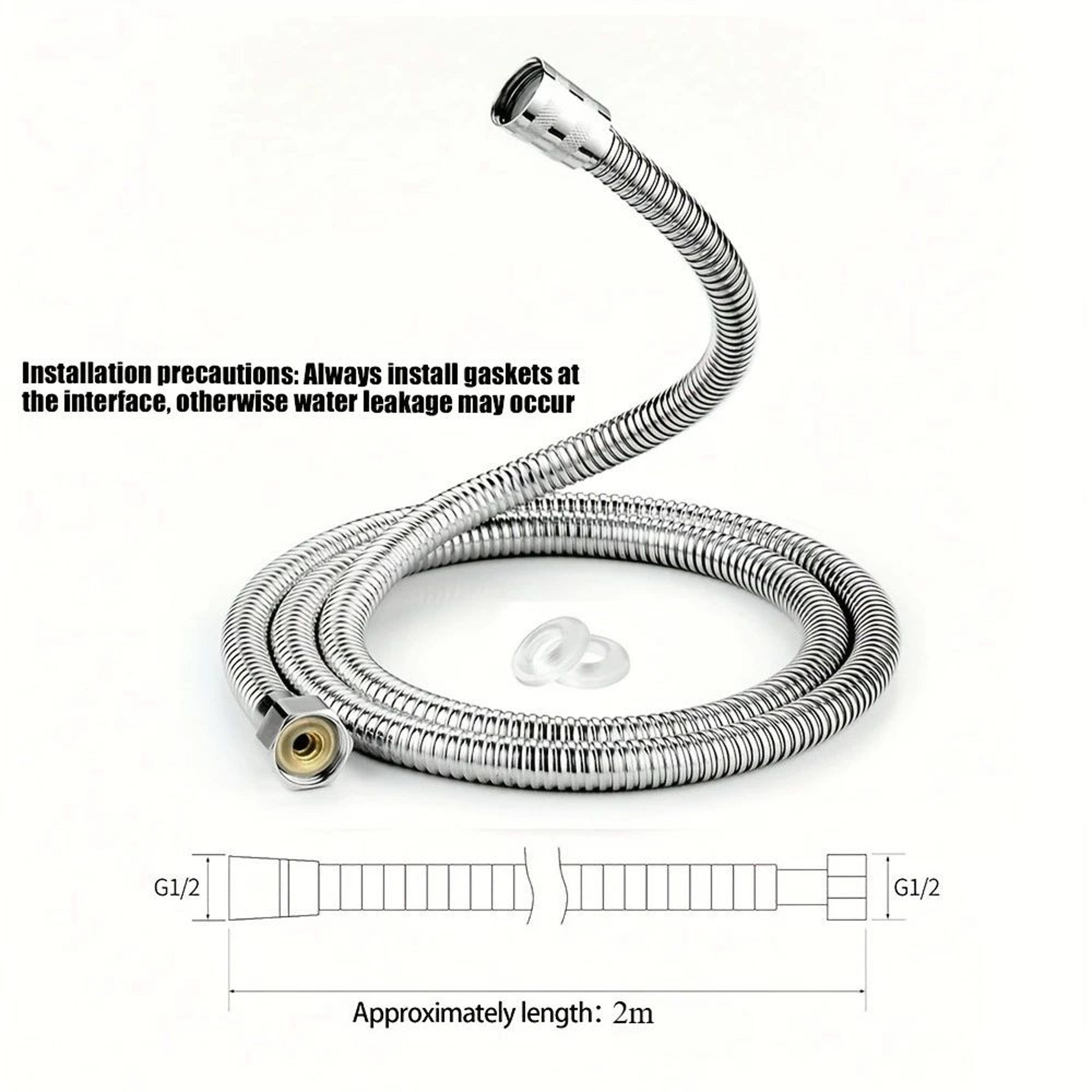 Stainless Steel Shower Hose Extension 15m Or 2m Flexible Anti Tangle Bathroom Handheld Shower Water 7