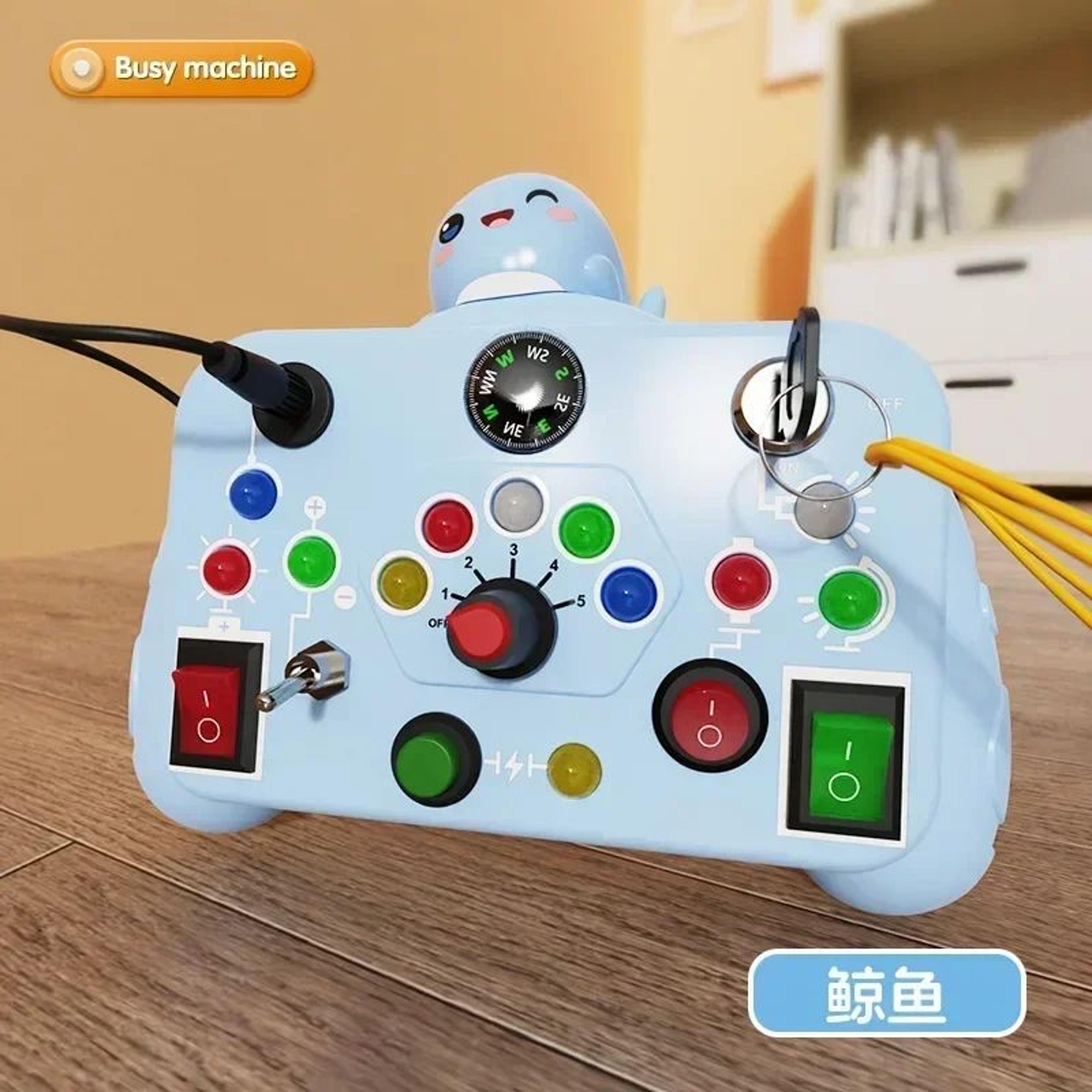 Montessori Busy Board Sensory Toy With LED Light Switch Travel Activity Game With Sound Option For  7