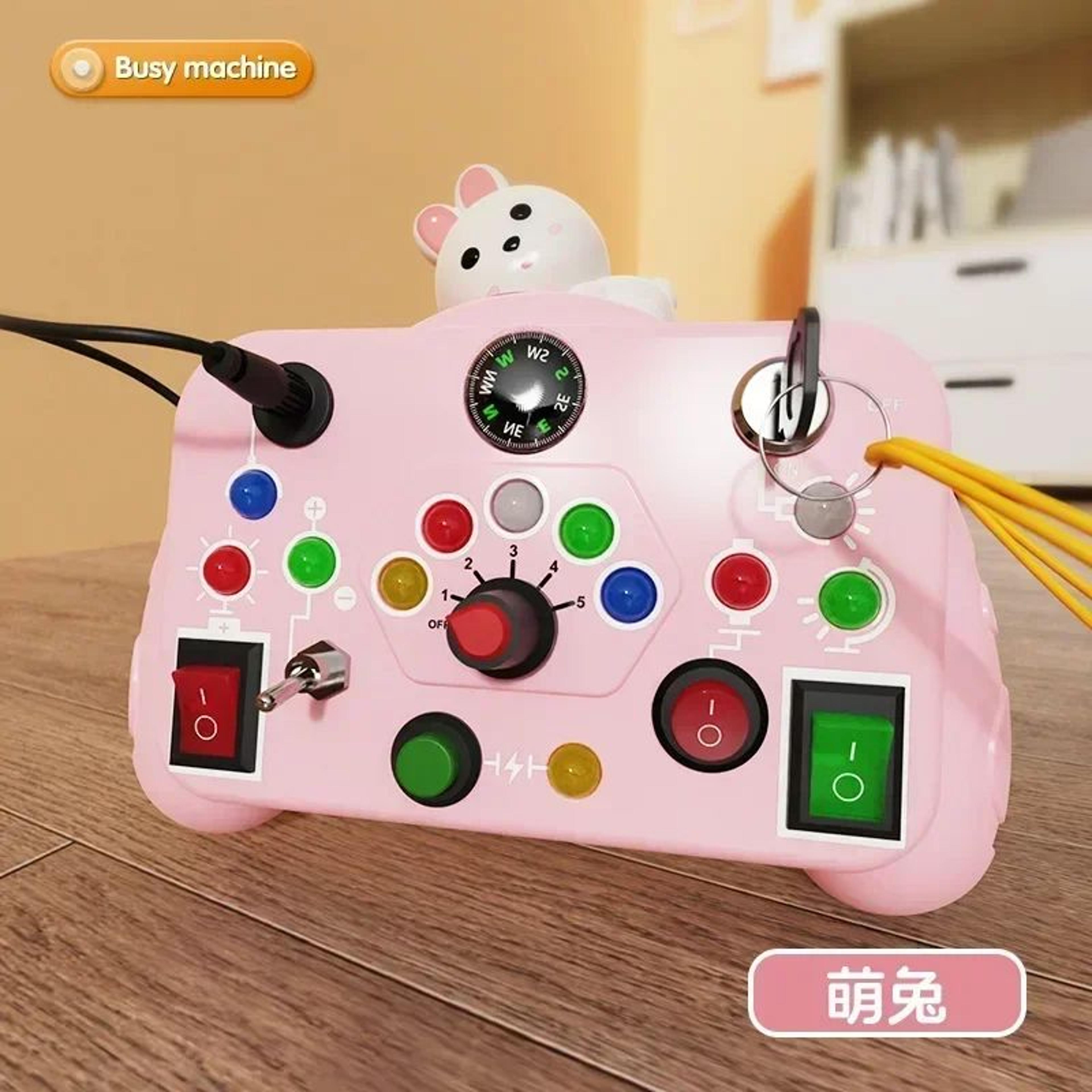 Montessori Busy Board Sensory Toy With LED Light Switch Travel Activity Game With Sound Option For  11