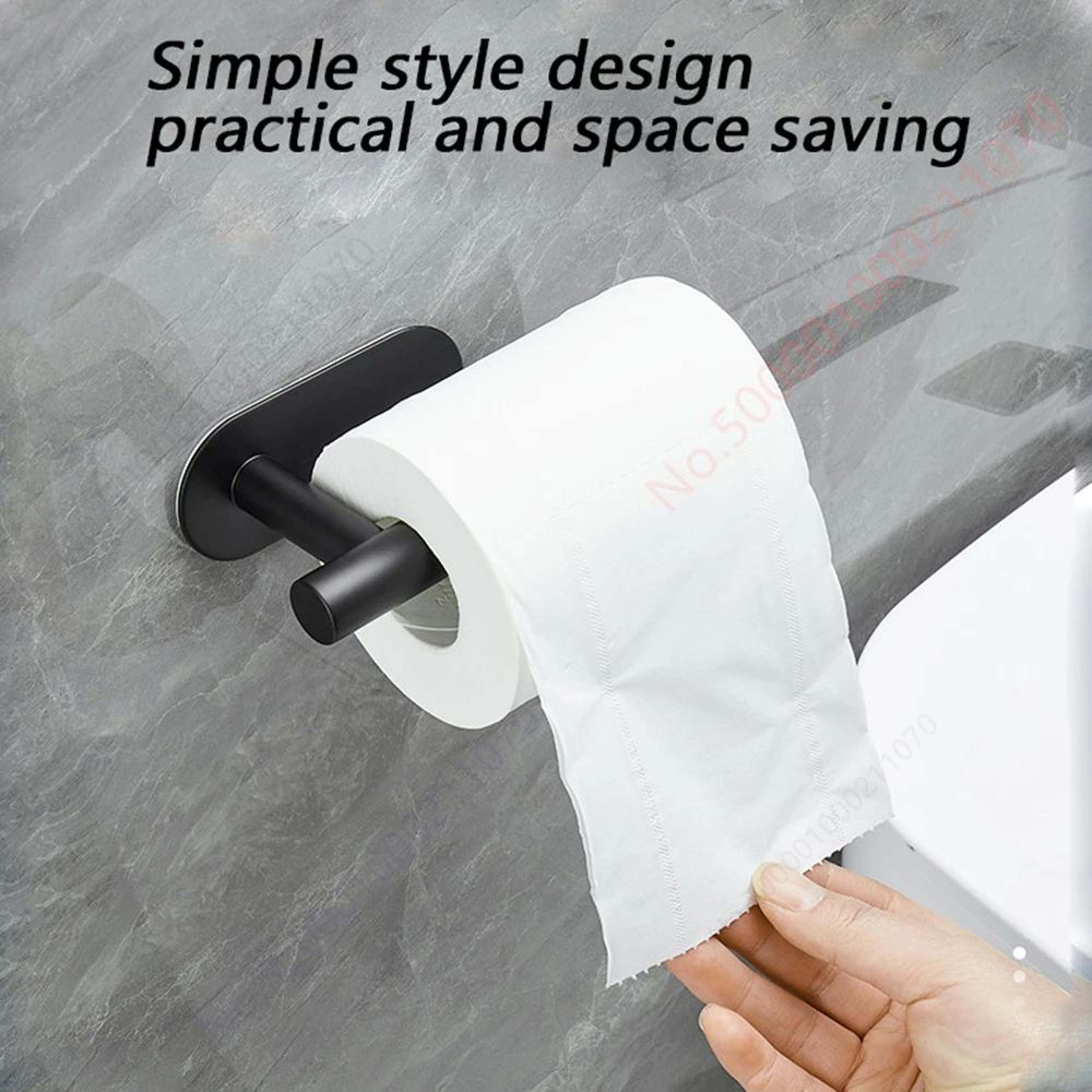 Stainless Steel Adhesive Toilet Paper Holder Set Of 2 No Drill Bathroom And Kitchen Paper Towel Rac 4