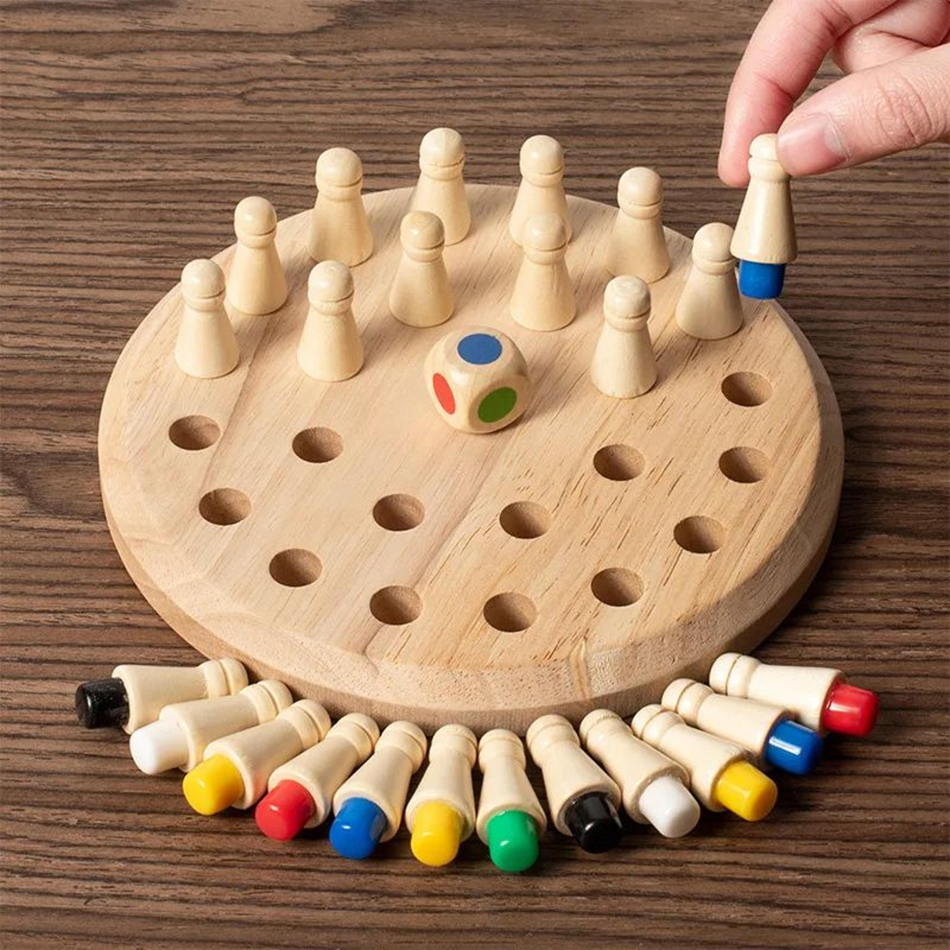 wooden memory match stick chess game montessori color matching board puzzle educational toy for kids adults