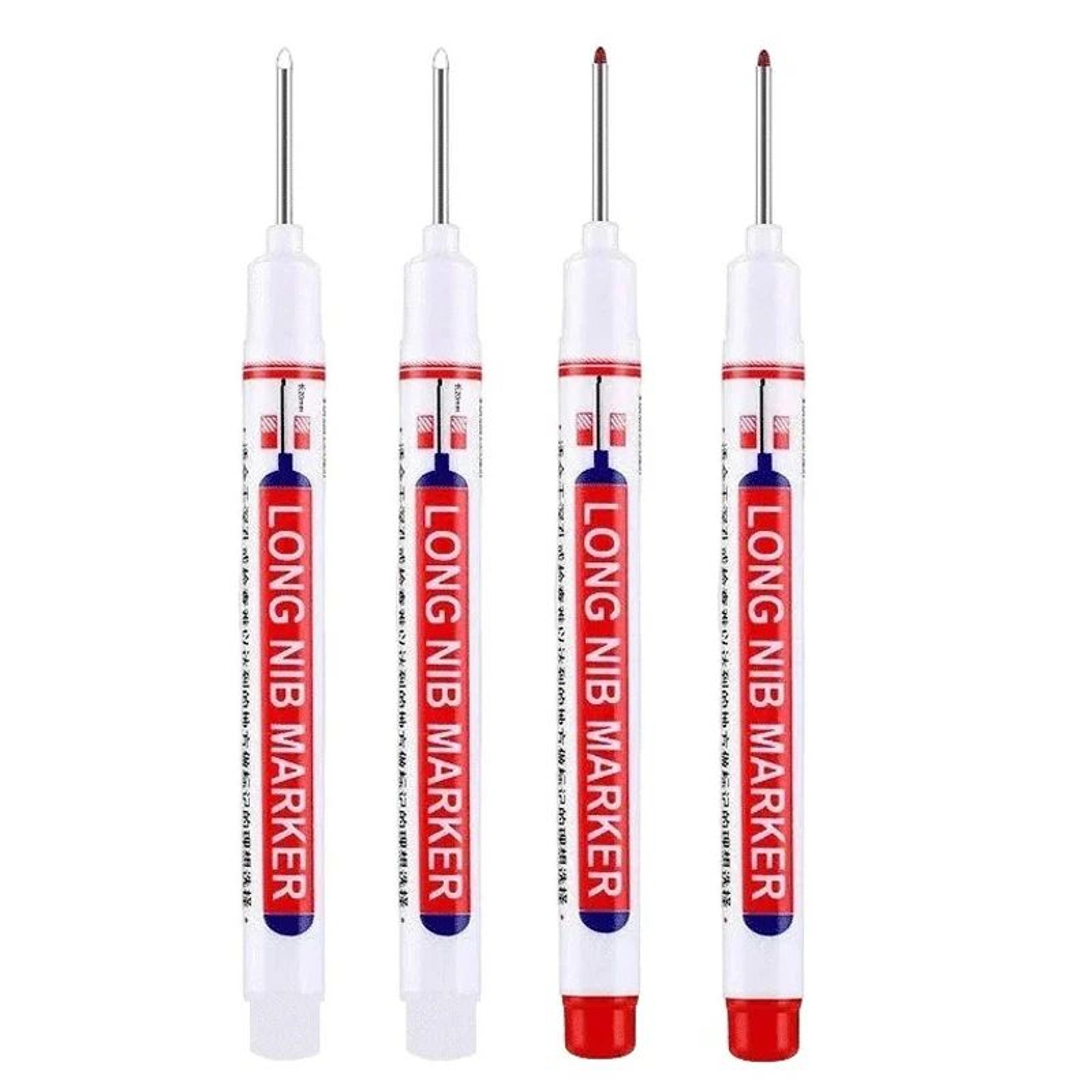 Deep Hole Long Nib Marker Set 4 Piece Waterproof Marking Pens For Metal Woodworking Bathroom DIY 27