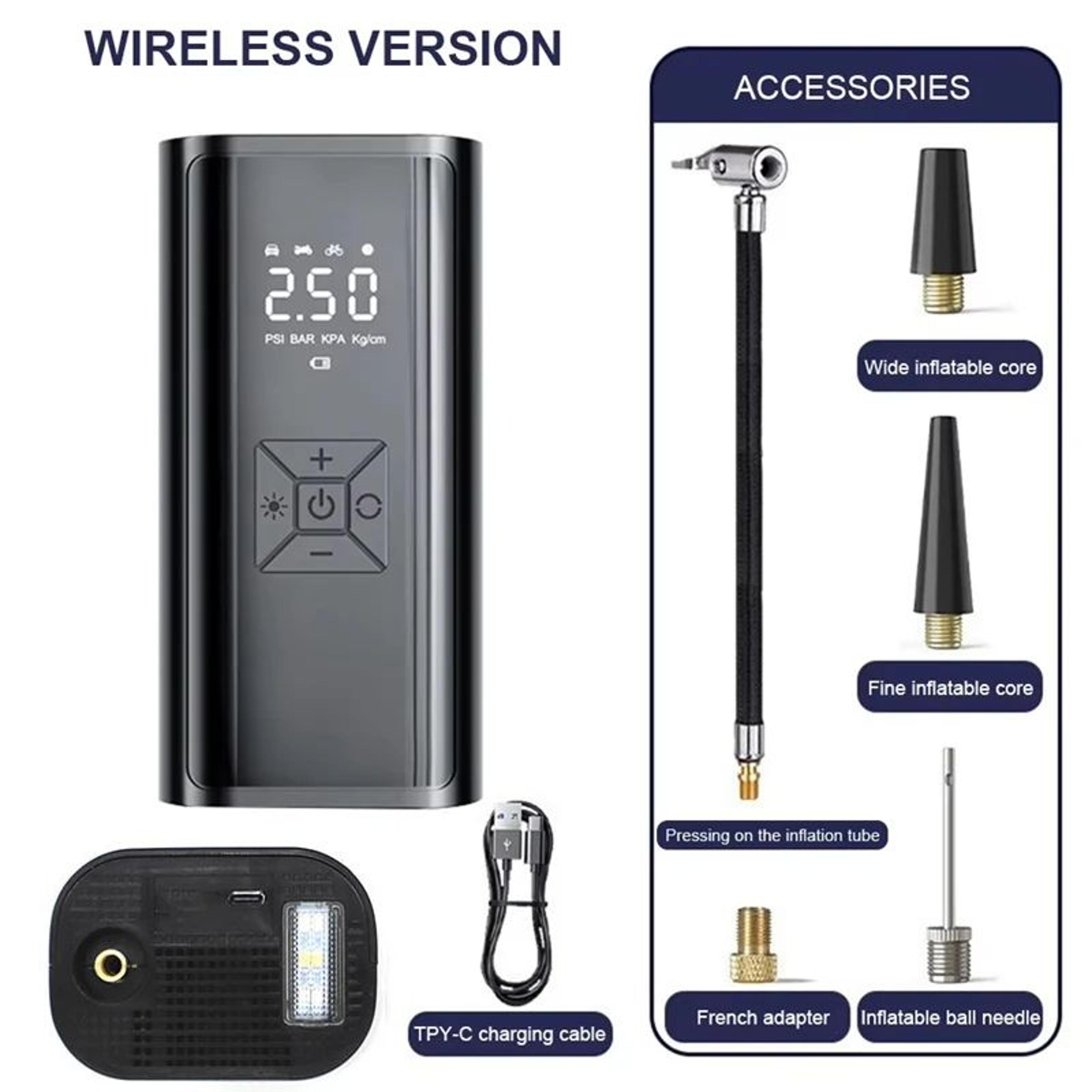 Wireless Car Air Compressor Tire Inflator With Digital Pressure Gauge For Car Motorcycle Bicycle Ba 8