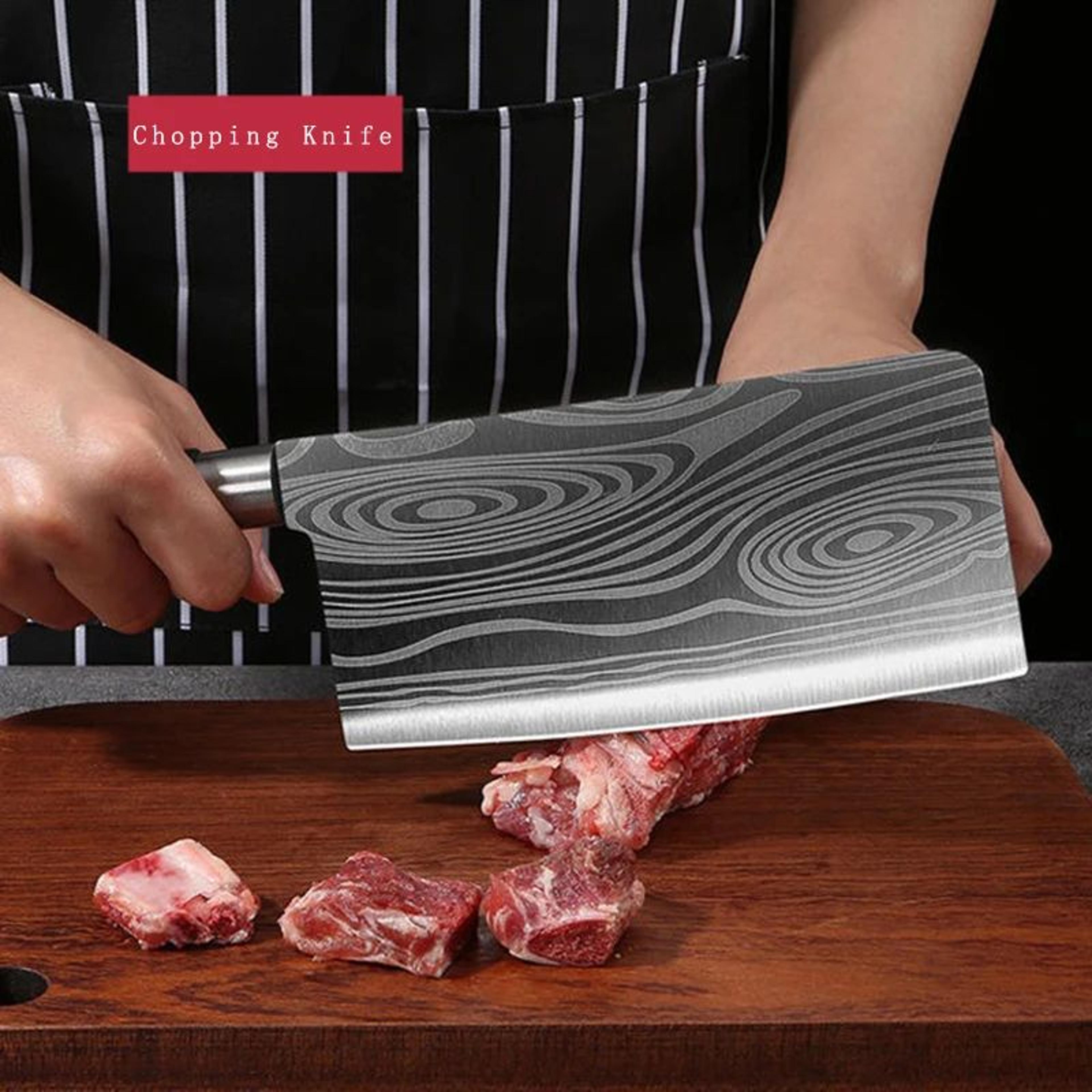 Laser Damascus Pattern Chef Knife Set With Scissors And Sharpening Rod Stainless Steel Kitchen Kniv 6