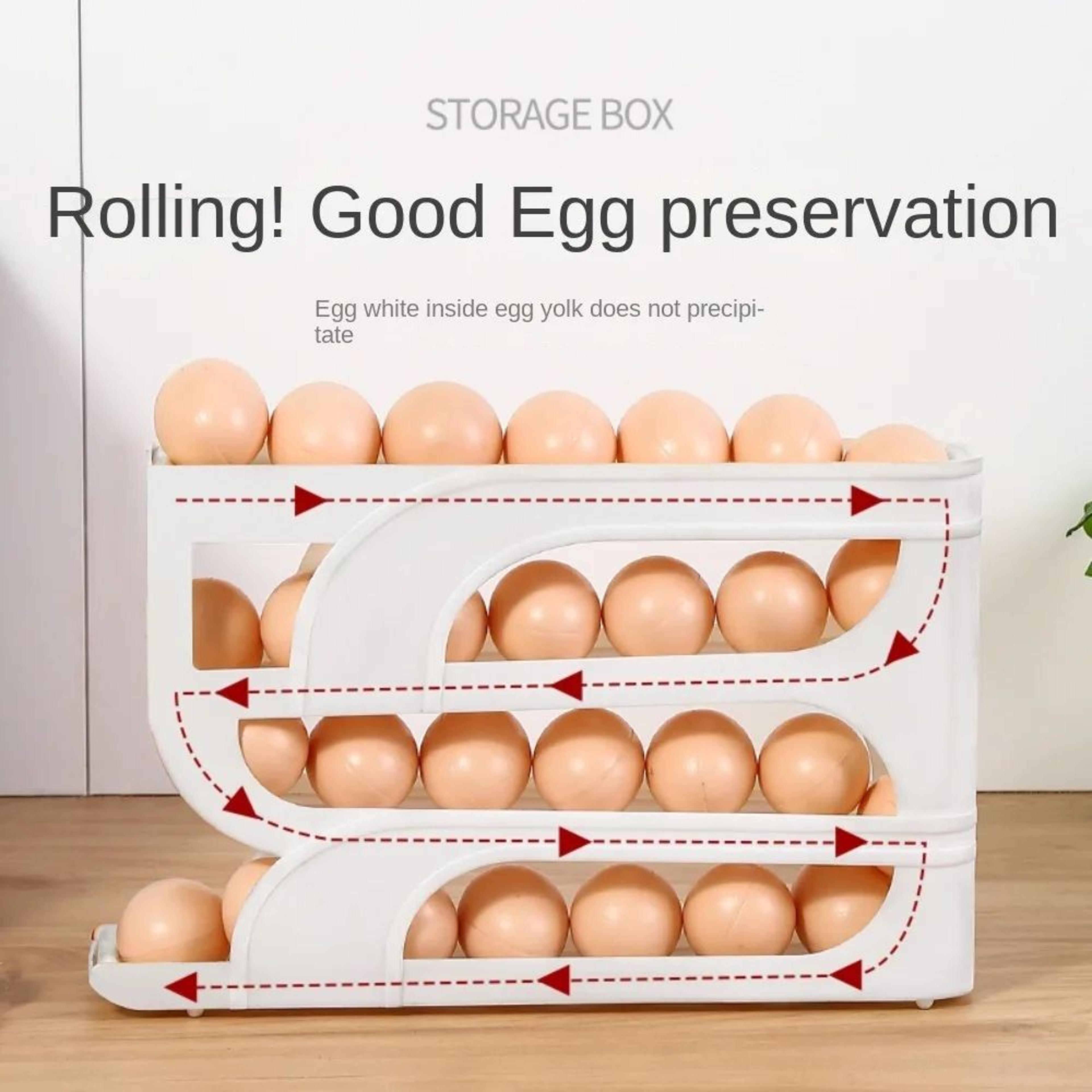 Automatic Egg Roller Organizer For Refrigerator Large Capacity Space Saving Egg Storage Rack  3 Or  0