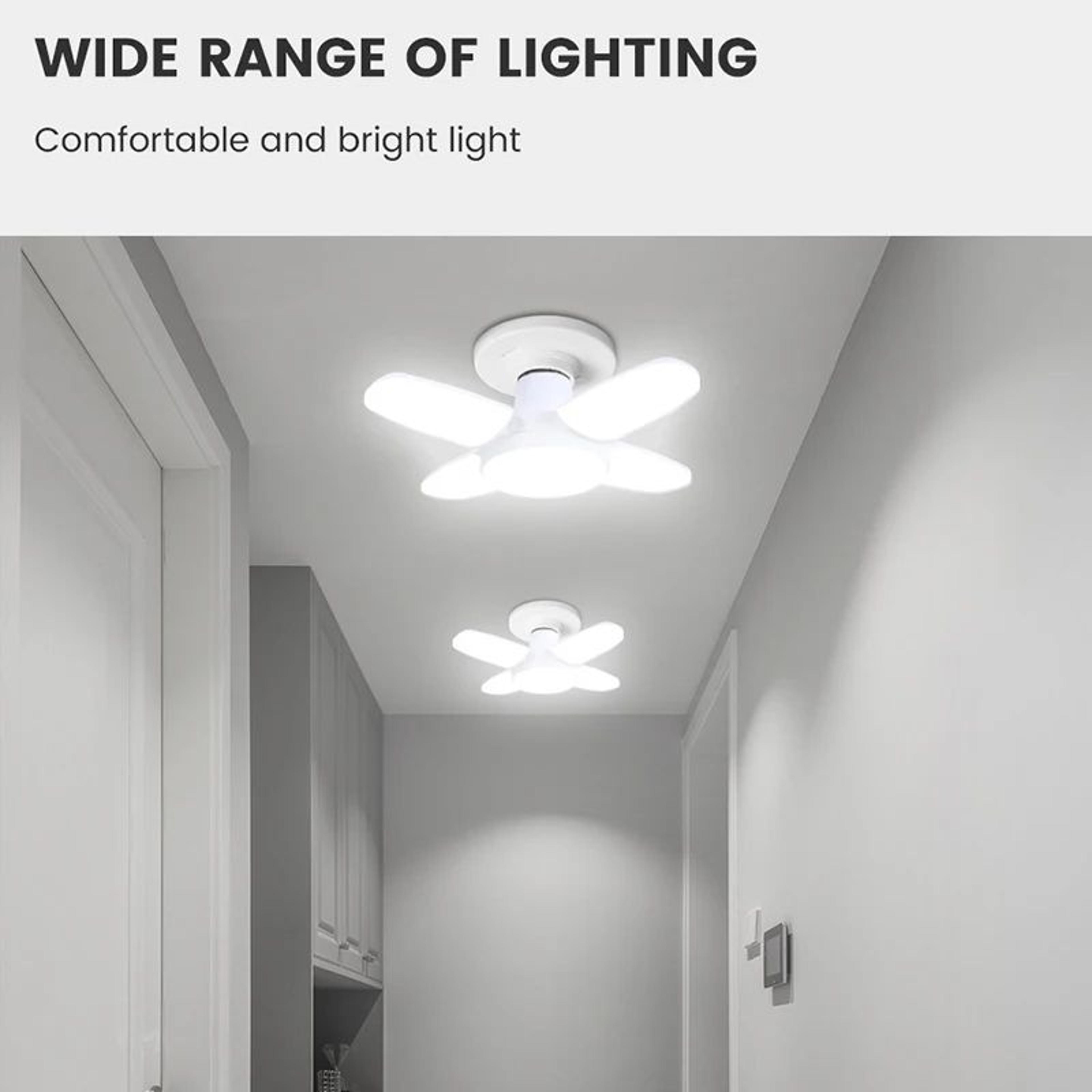 E27 Foldable Fan Blade LED Bulb 28W Deformable Ceiling Light 6500K Super Bright Garage  Warehouse L 4