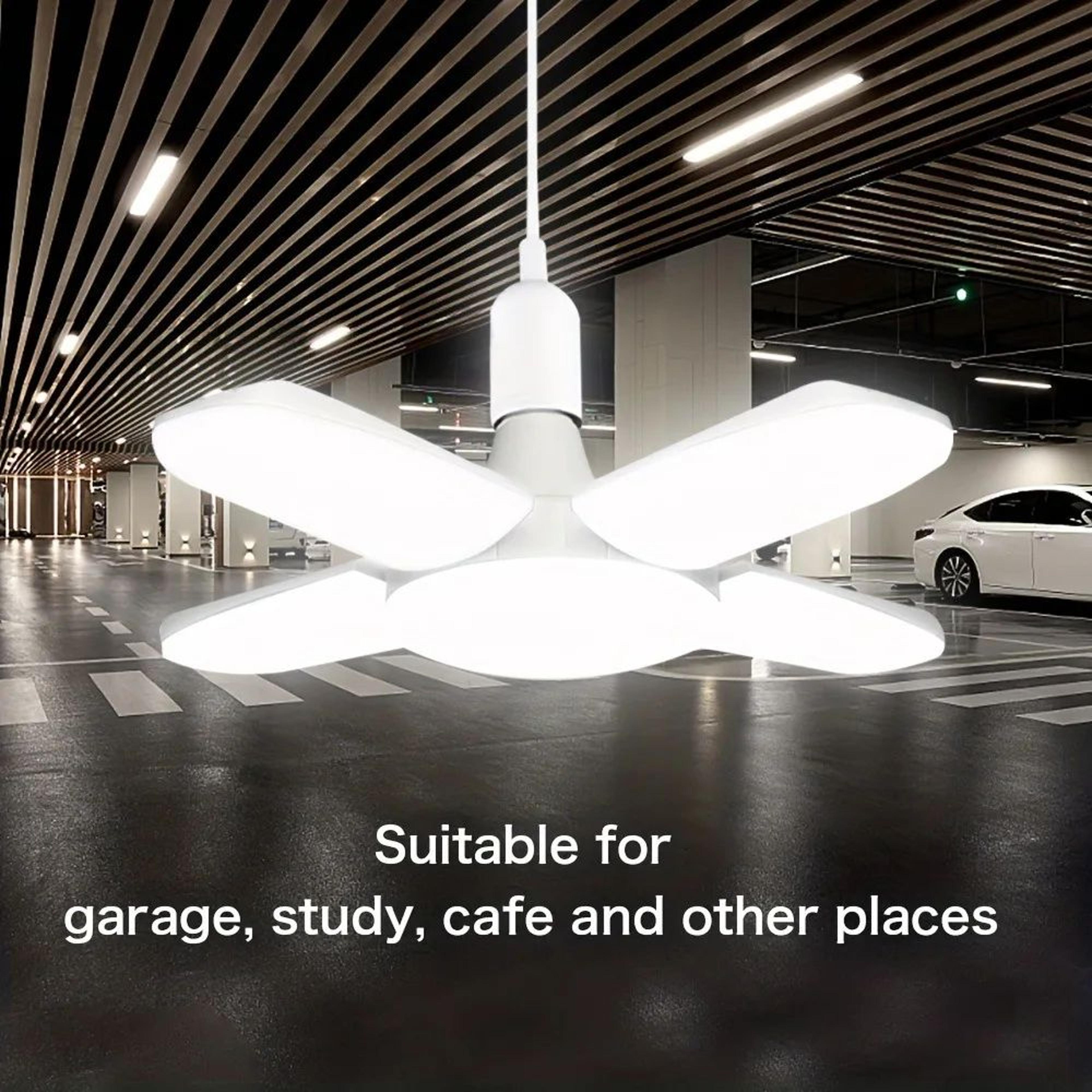 E27 Foldable Fan Blade LED Bulb 28W Deformable Ceiling Light 6500K Super Bright Garage  Warehouse L 5