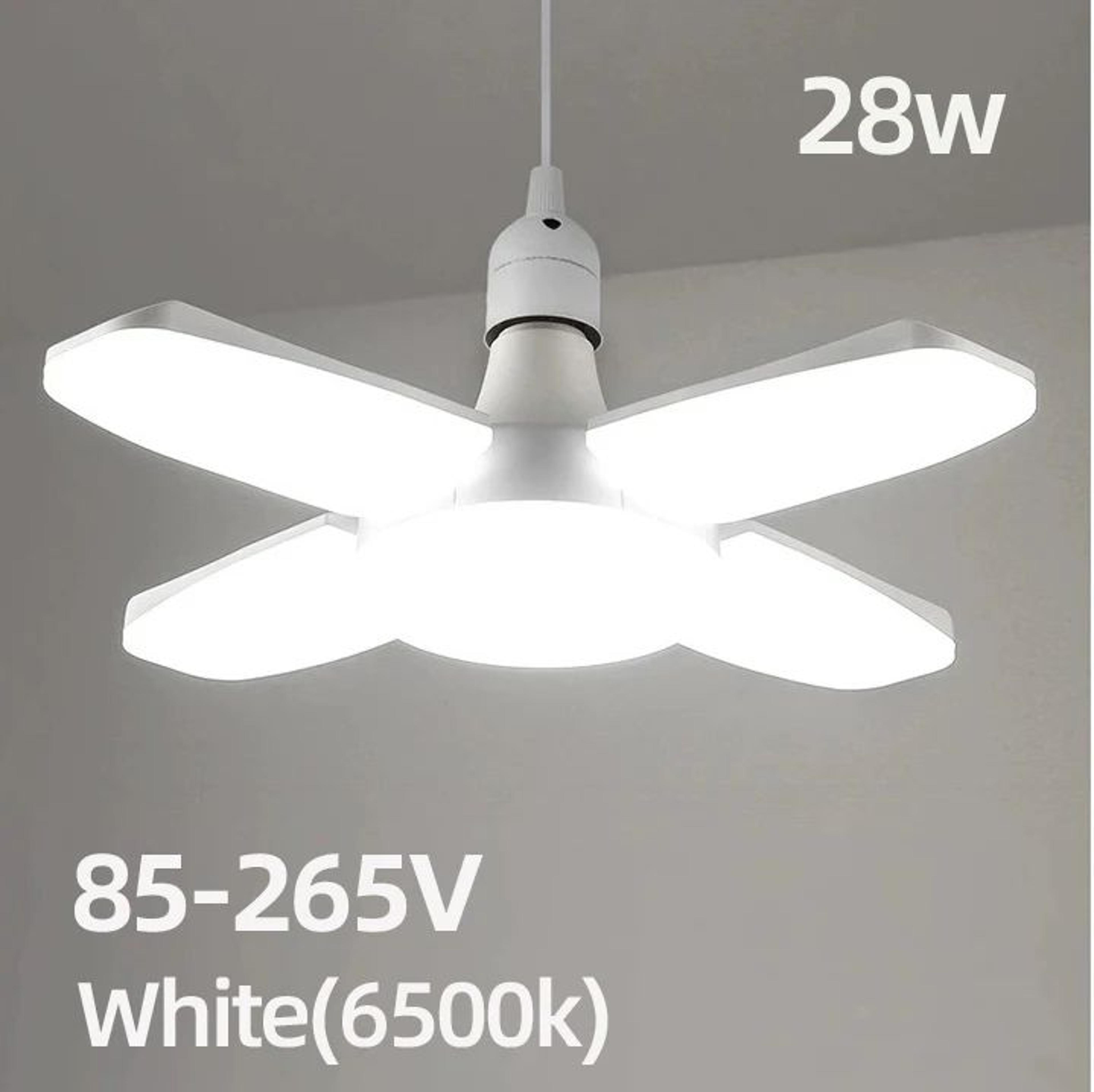 E27 Foldable Fan Blade LED Bulb 28W Deformable Ceiling Light 6500K Super Bright Garage  Warehouse L 6