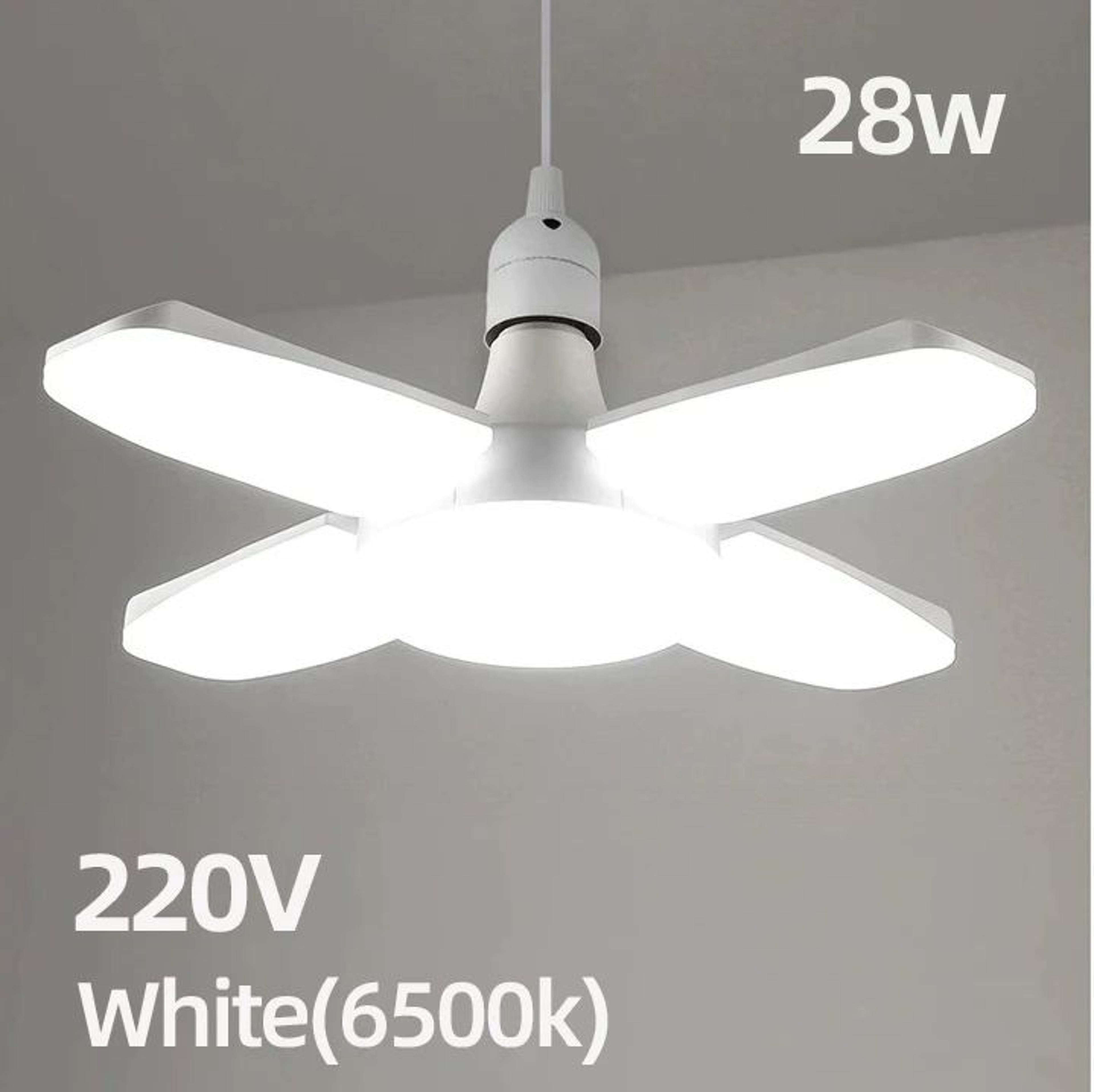 E27 Foldable Fan Blade LED Bulb 28W Deformable Ceiling Light 6500K Super Bright Garage  Warehouse L 7
