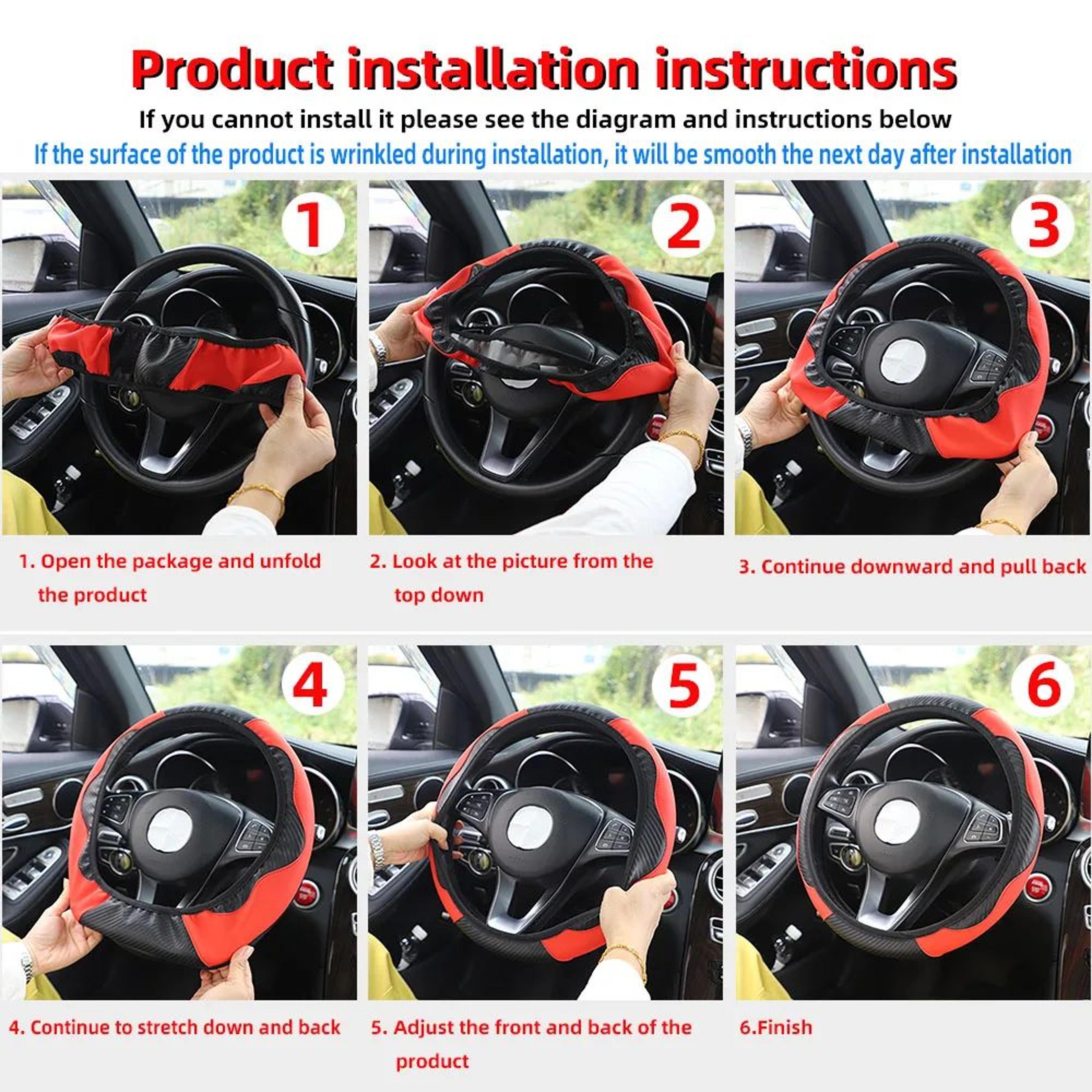 PU Carbon Fiber Leather Steering Wheel Cover No Inner Ring Universal Fit For 14515 In Car Wheels 2