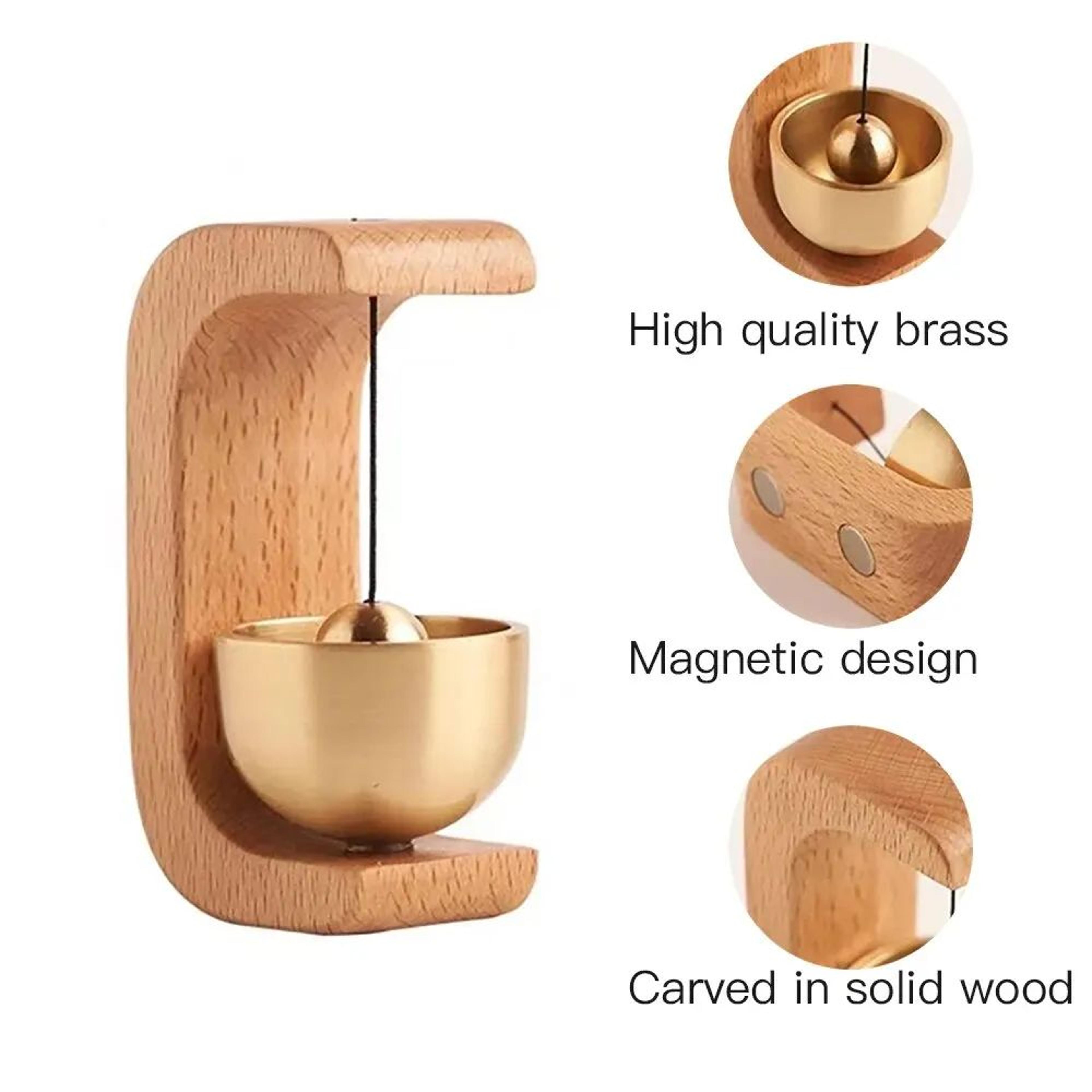Magnetic Wind Bell Door Chime With Copper Bell Beech  Walnut Wood Decor For Home  Car Reminder Orna 4