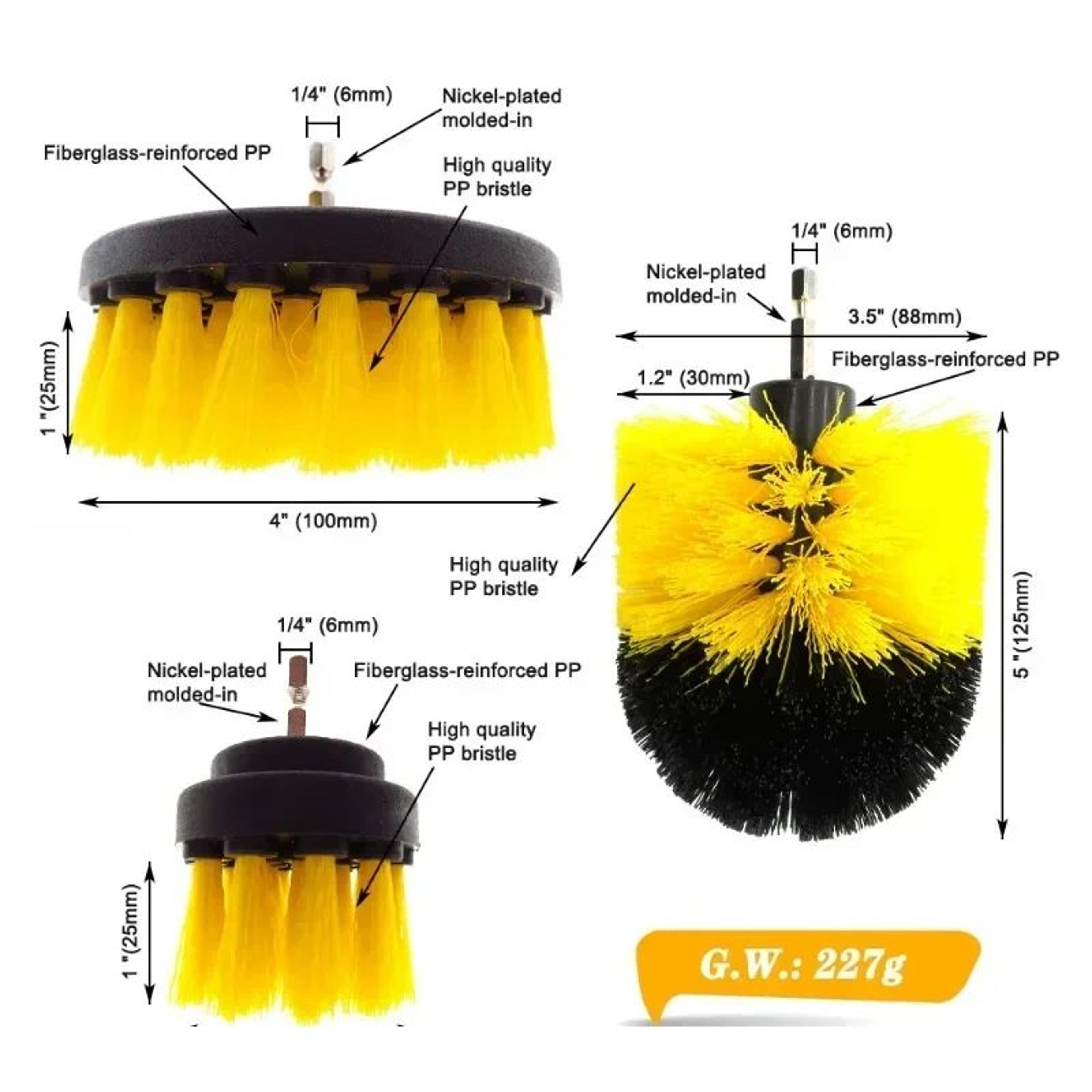 Electric Drill Scrubber Brush Kit Nylon Power Cleaning Brushes For Carpet Glass  Car Tires 24 In 4