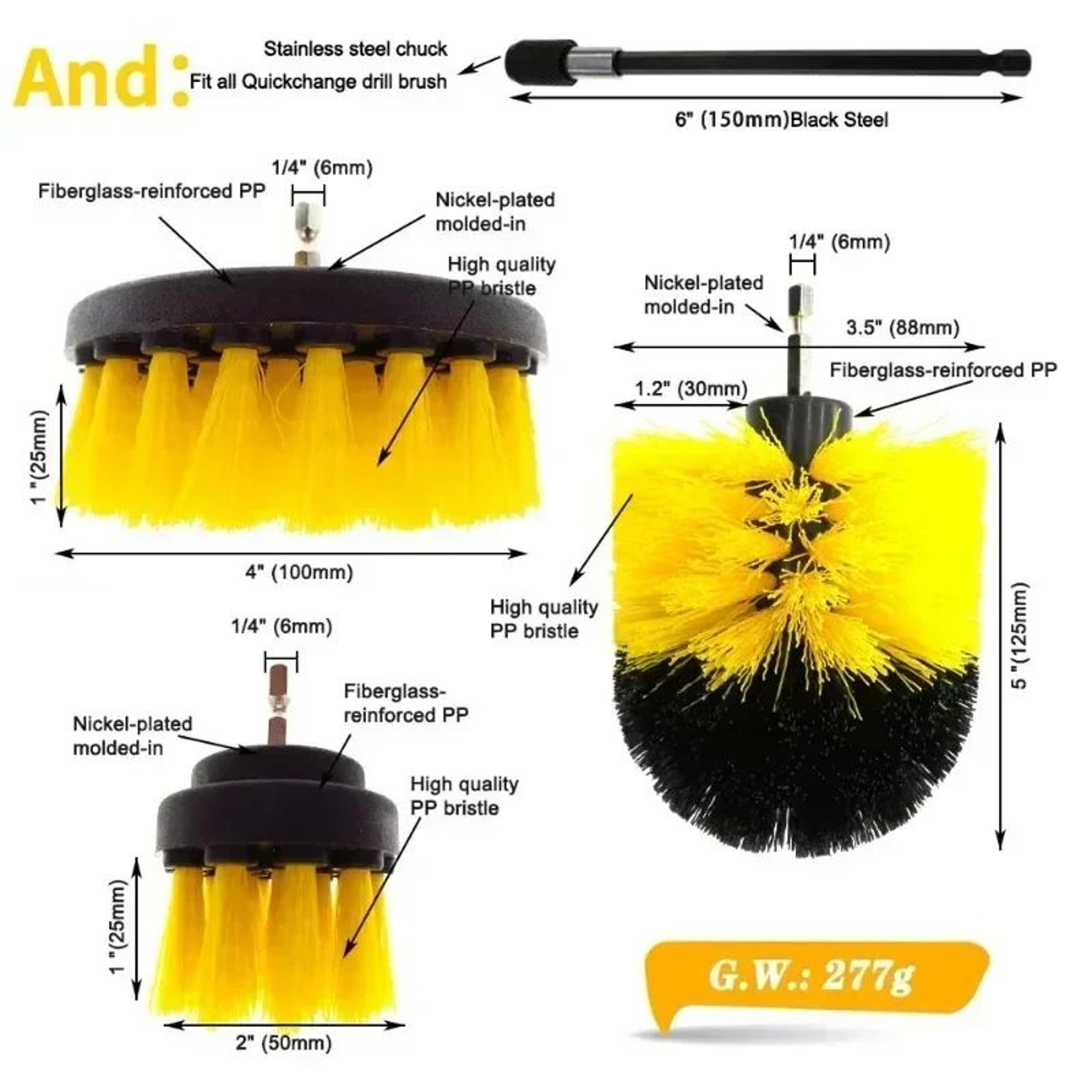 Electric Drill Scrubber Brush Kit Nylon Power Cleaning Brushes For Carpet Glass  Car Tires 24 In 5