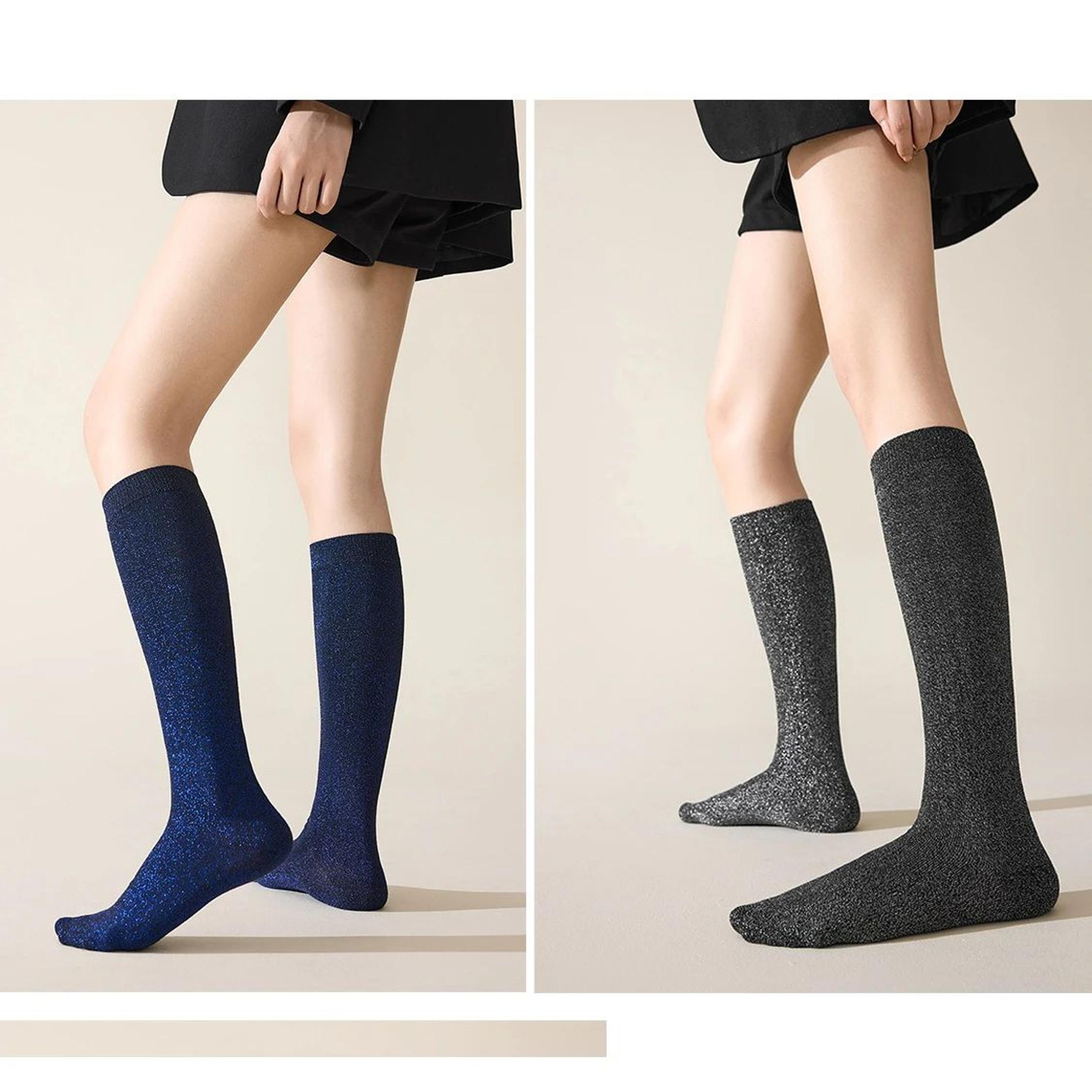 Womens Glitter Calf Socks Sparkly Metallic Casual Retro Socks Bright Novelty Ankle Socks 15 Pairs 4