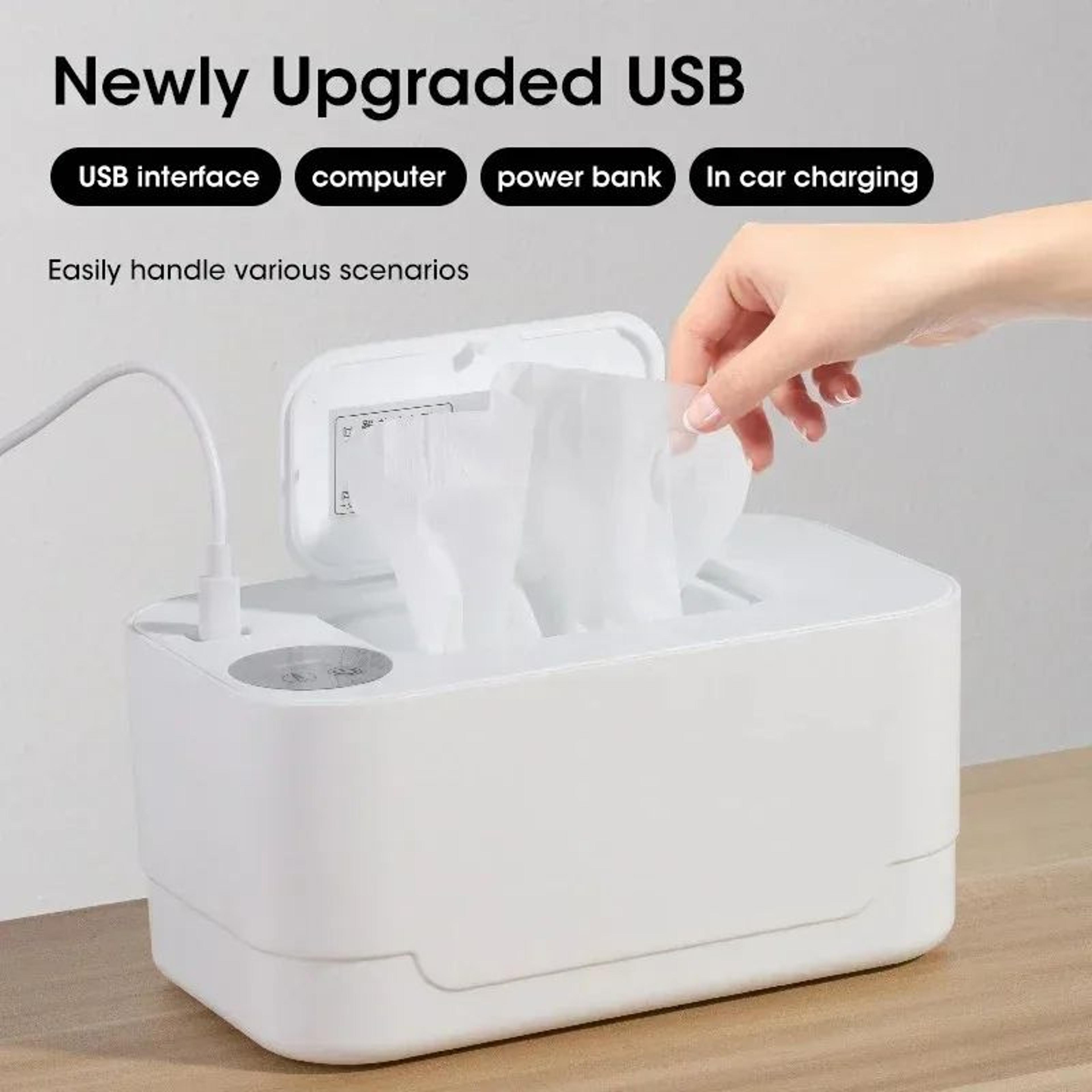 USB Baby Wipe Warmer With LED Display Thermostat Temperature Control Portable Wipes Heating Box Ant 3