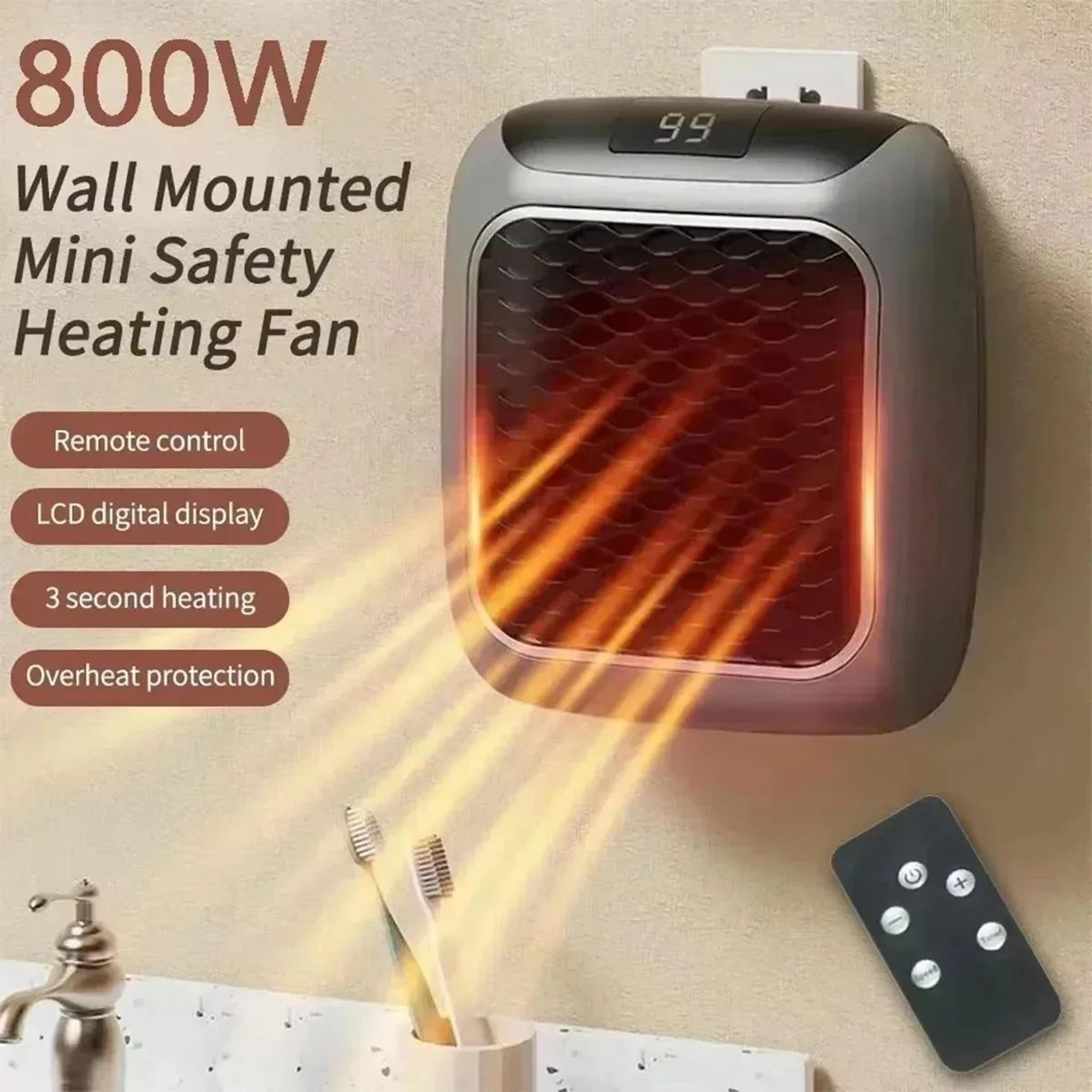 800W Mini Electric Heater Wall Mounted Hot Air Blower With Remote Control For Bedroom Bathroom 0