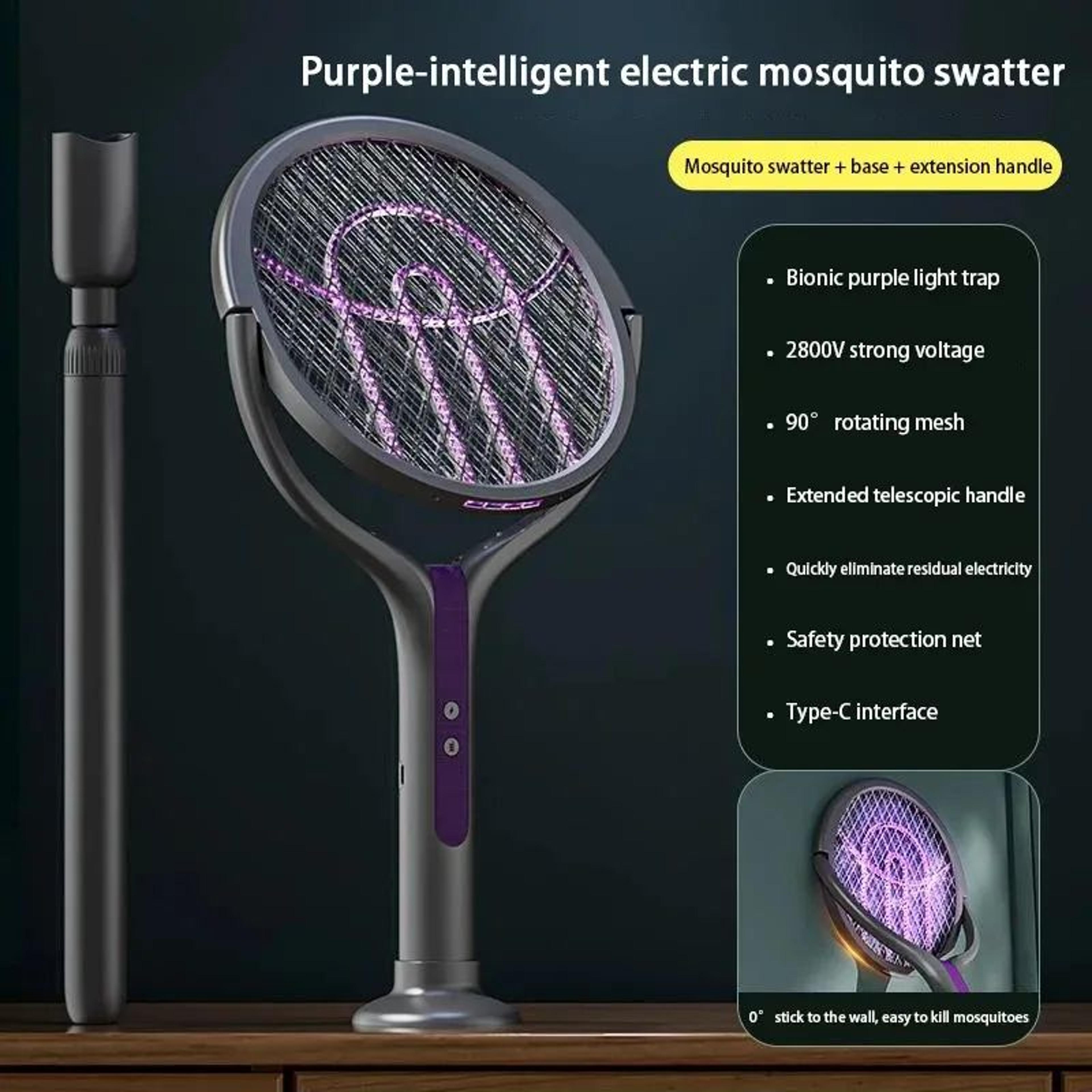 2800V Electric Mosquito Swatter Rechargeable Mosquito Racket With Extension Handle 5Layer Safety Pr 7