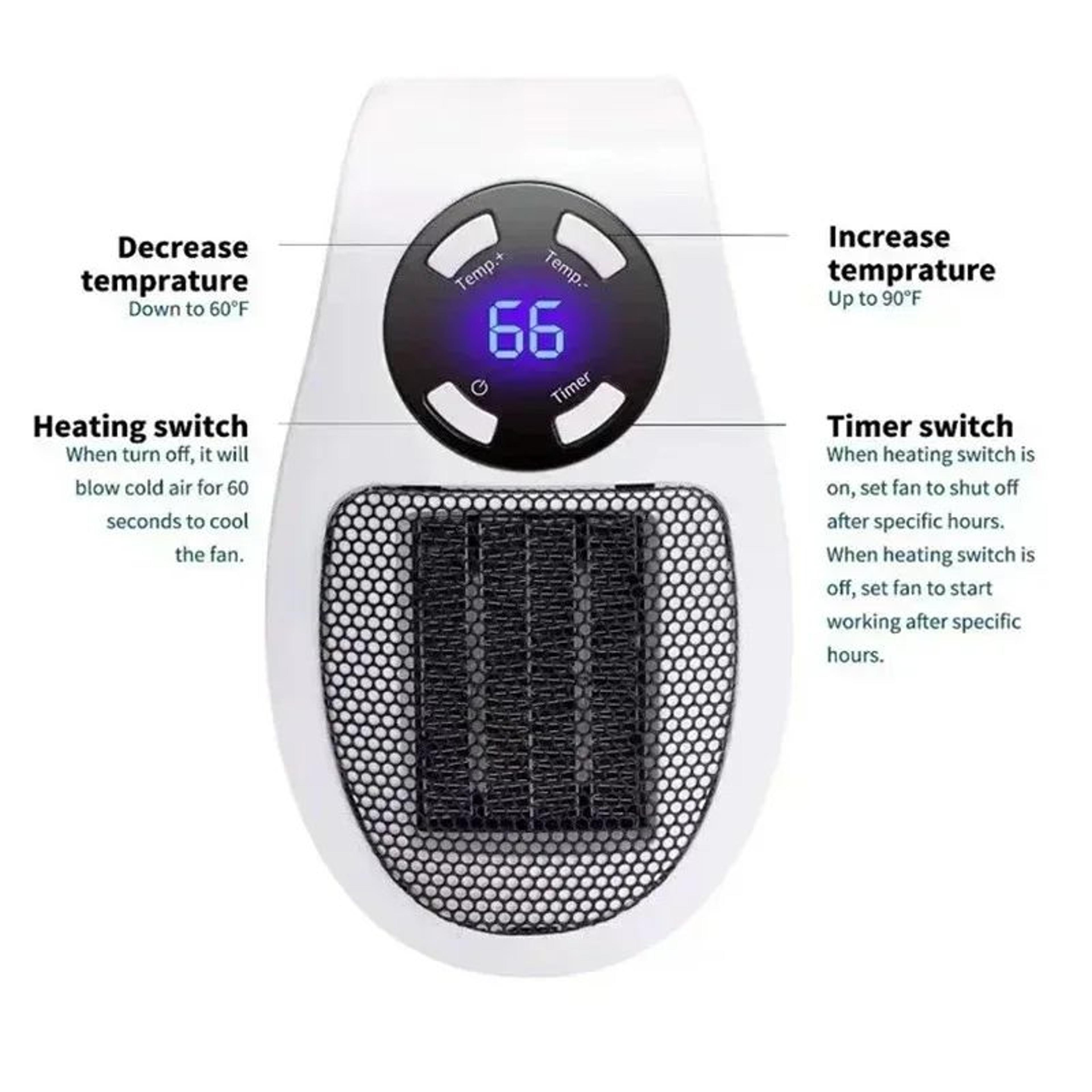 EnergyEfficient WallMounted Electric Heater Mini Warm Air Blower Plugin Hot Fan For Home  Bathroom 2