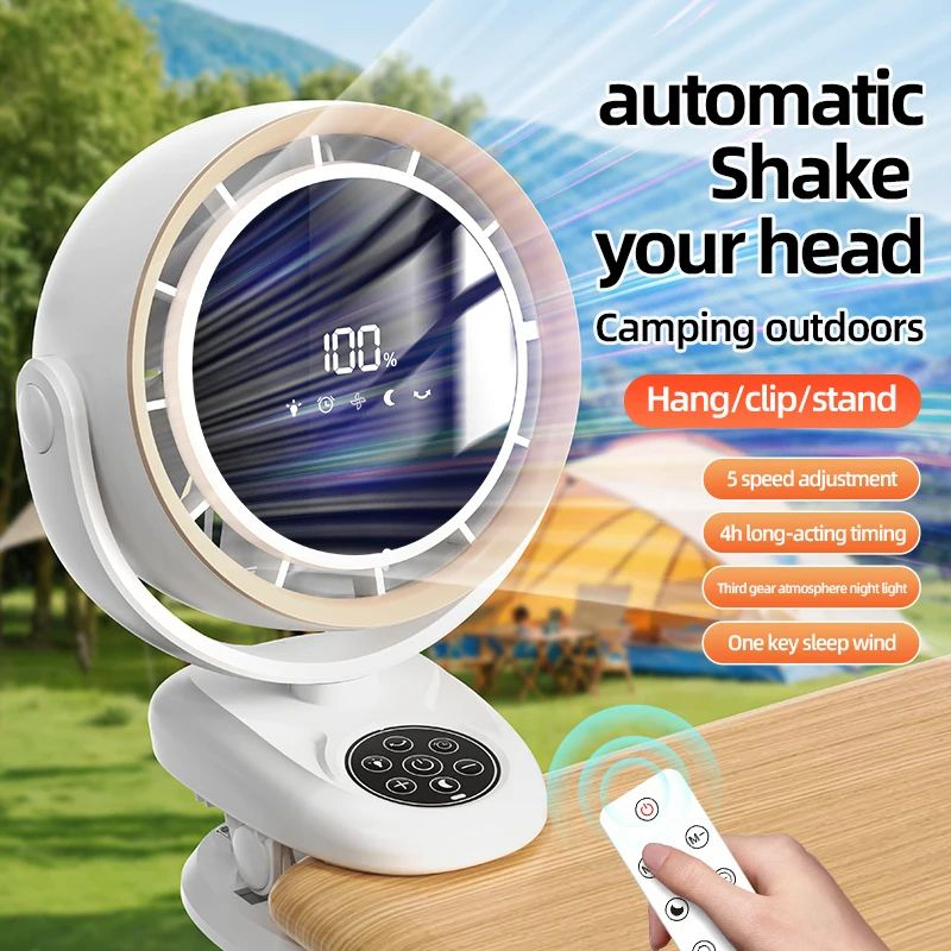 Rechargeable Circulating Clip Fan With Remote Control  Mini Desktop Fan With 4000 MAh Battery  Nigh 1