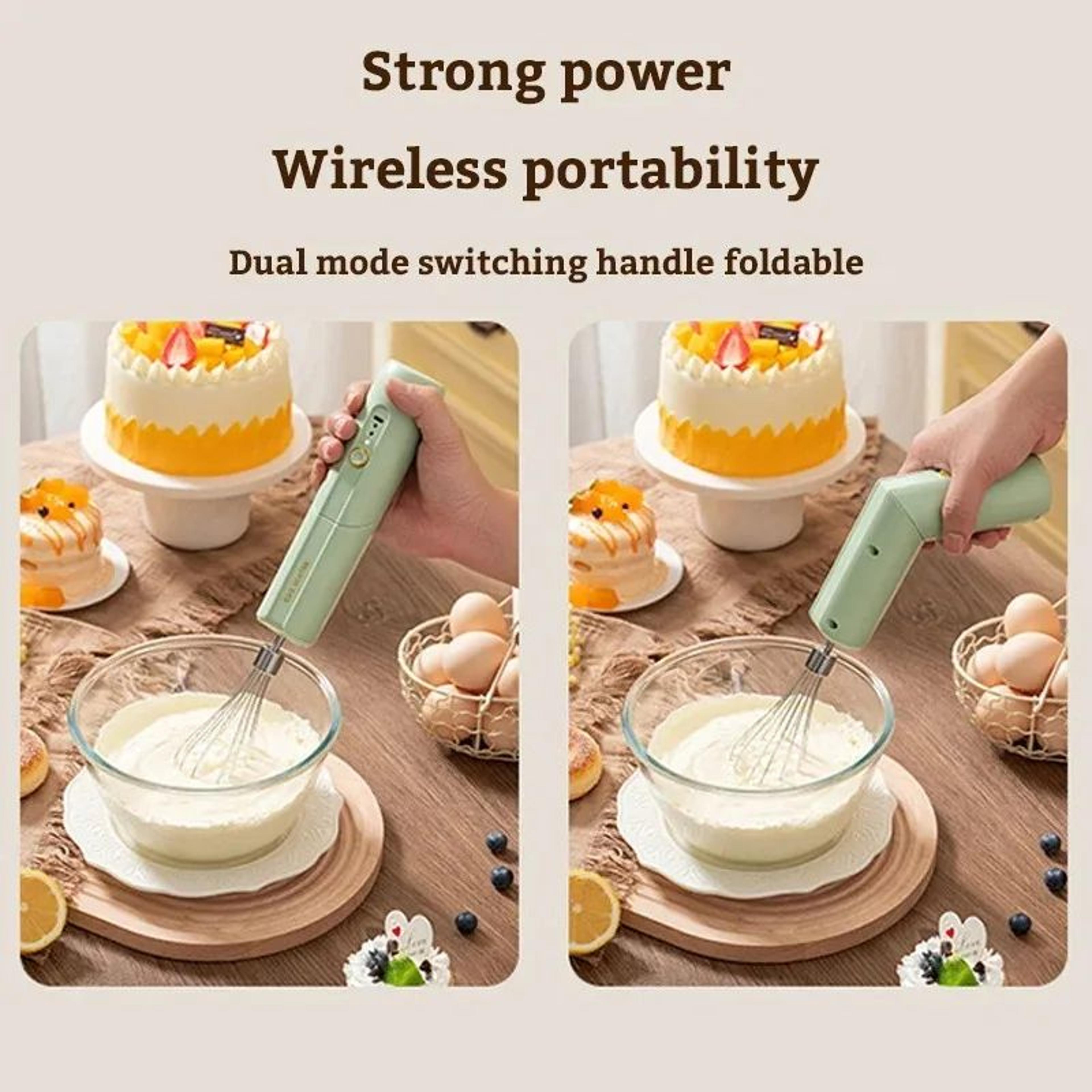 Wireless Electric Egg Beater Rechargeable Foldable Handheld Food Mixer  Cake  Cream Mixer With Dual
