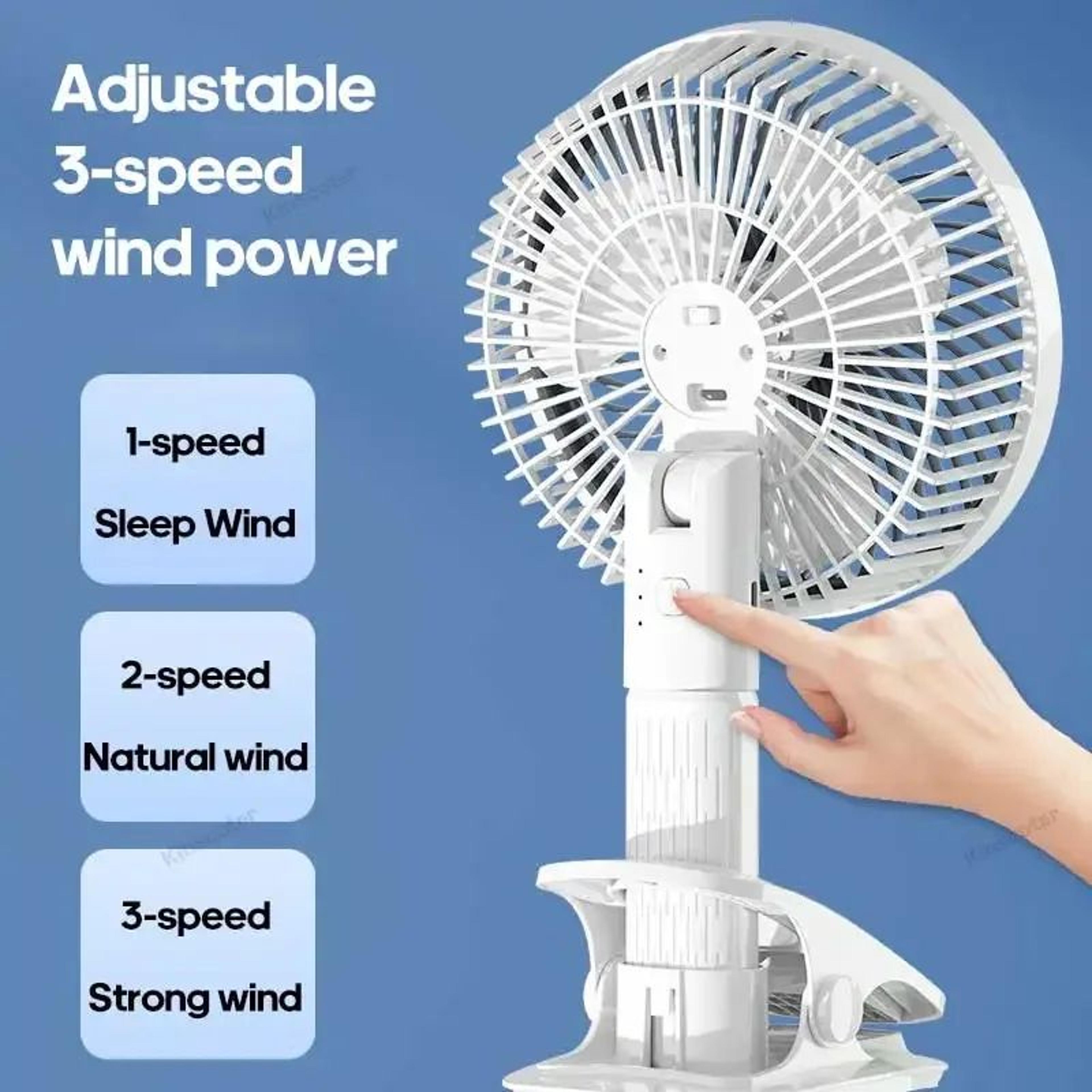 Mini Clip Fan Rechargeable Desktop Fan  Foldable Portable WallMounted Fan With 3Speed Adjustment 3