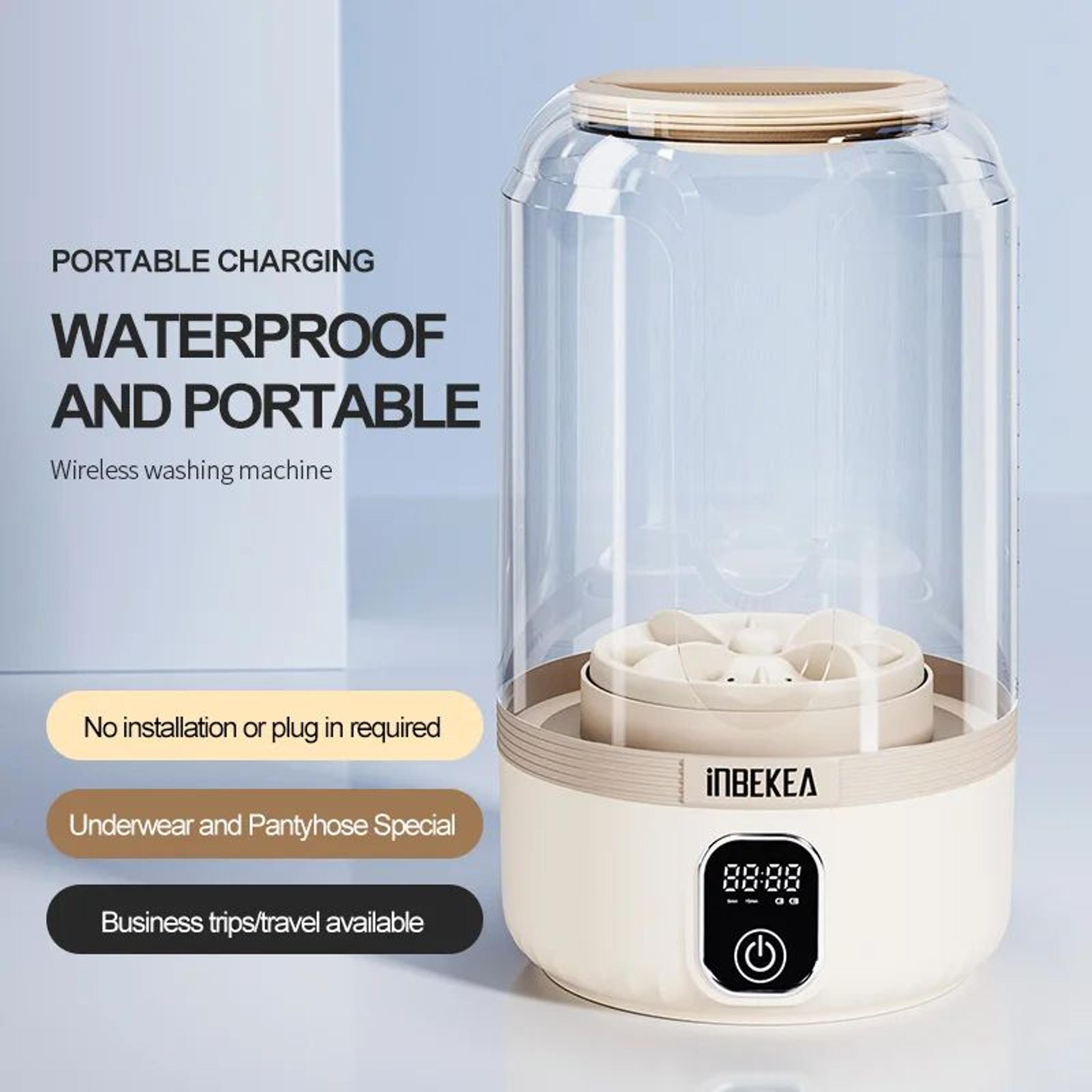 16 Qt Mini Portable Washing Machine  Waterproof Wireless Compact Laundry Tool With 7000mAh Recharge 5