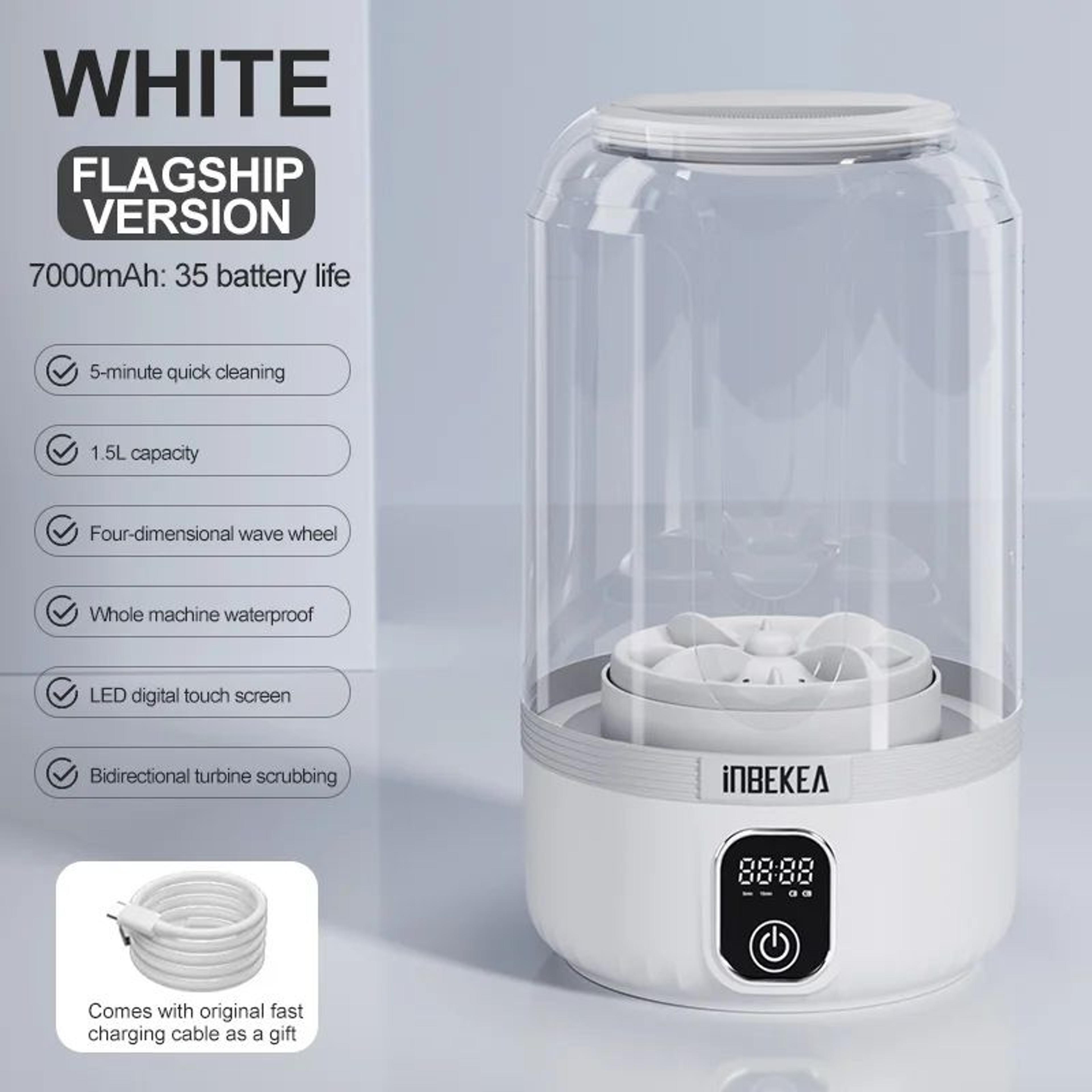 16 Qt Mini Portable Washing Machine  Waterproof Wireless Compact Laundry Tool With 7000mAh Recharge 7