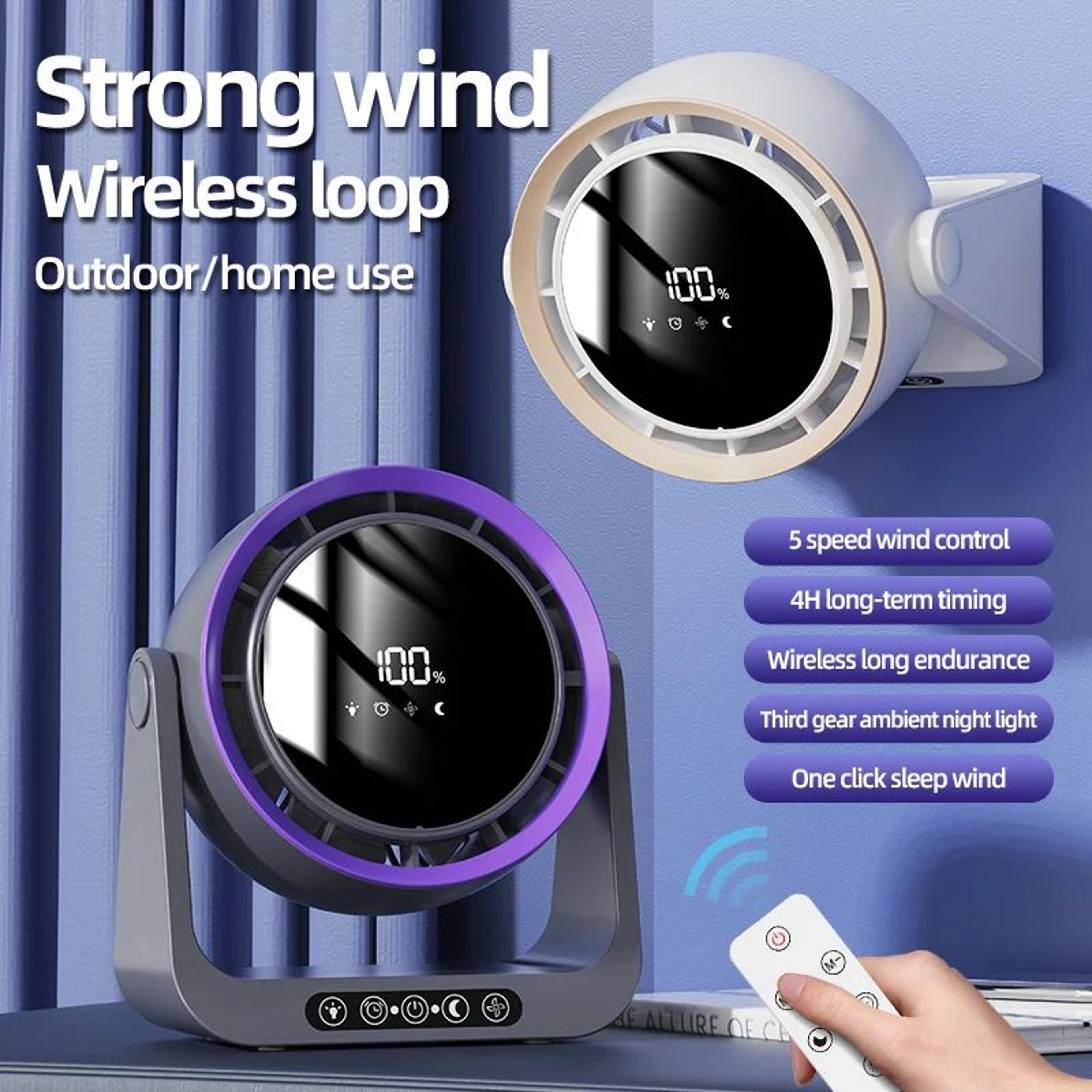 Desktop Circulating Fan With Remote Control  Rechargeable Mini Table  WallMounted Fan With Night Li 0