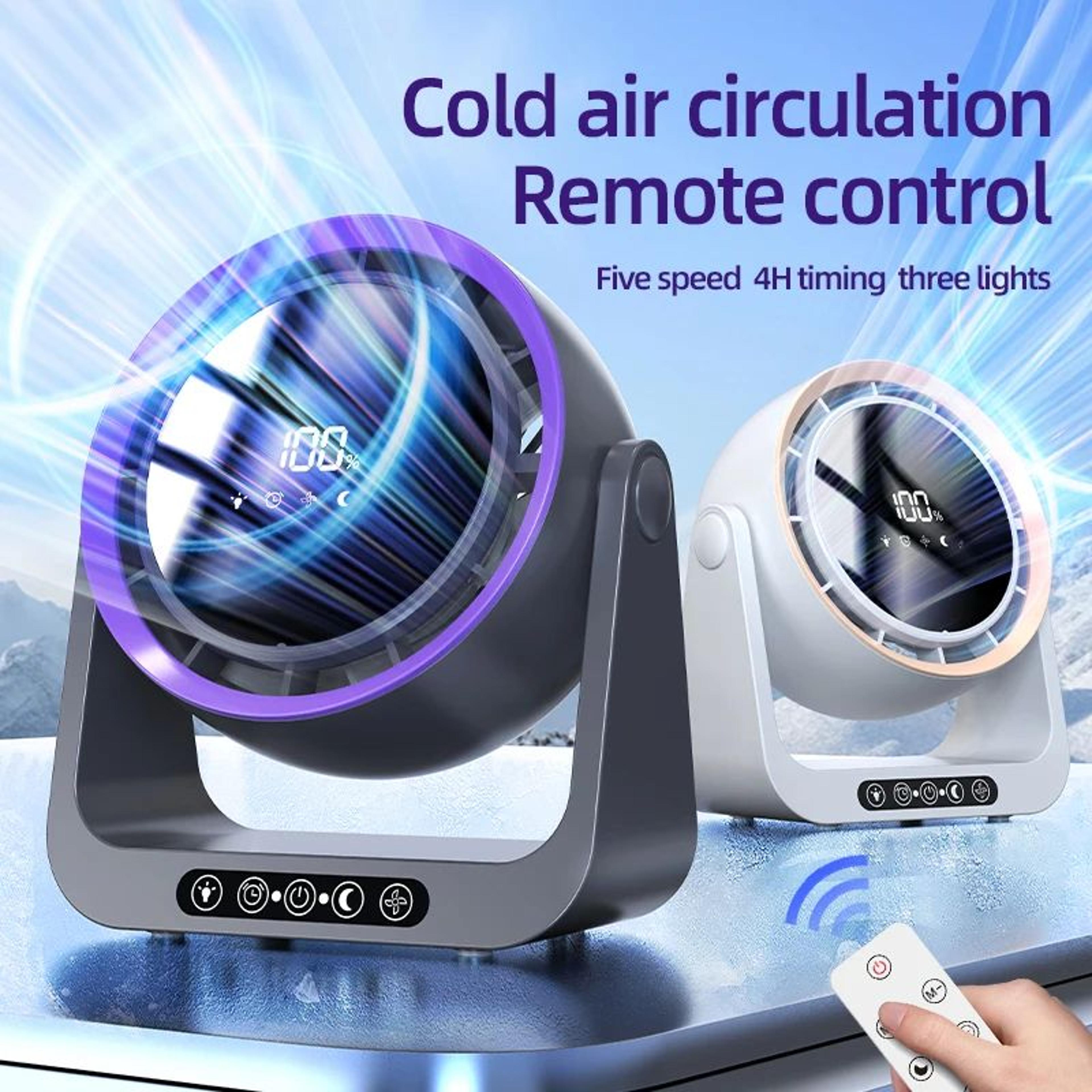 Desktop Circulating Fan With Remote Control  Rechargeable Mini Table  WallMounted Fan With Night Li 1