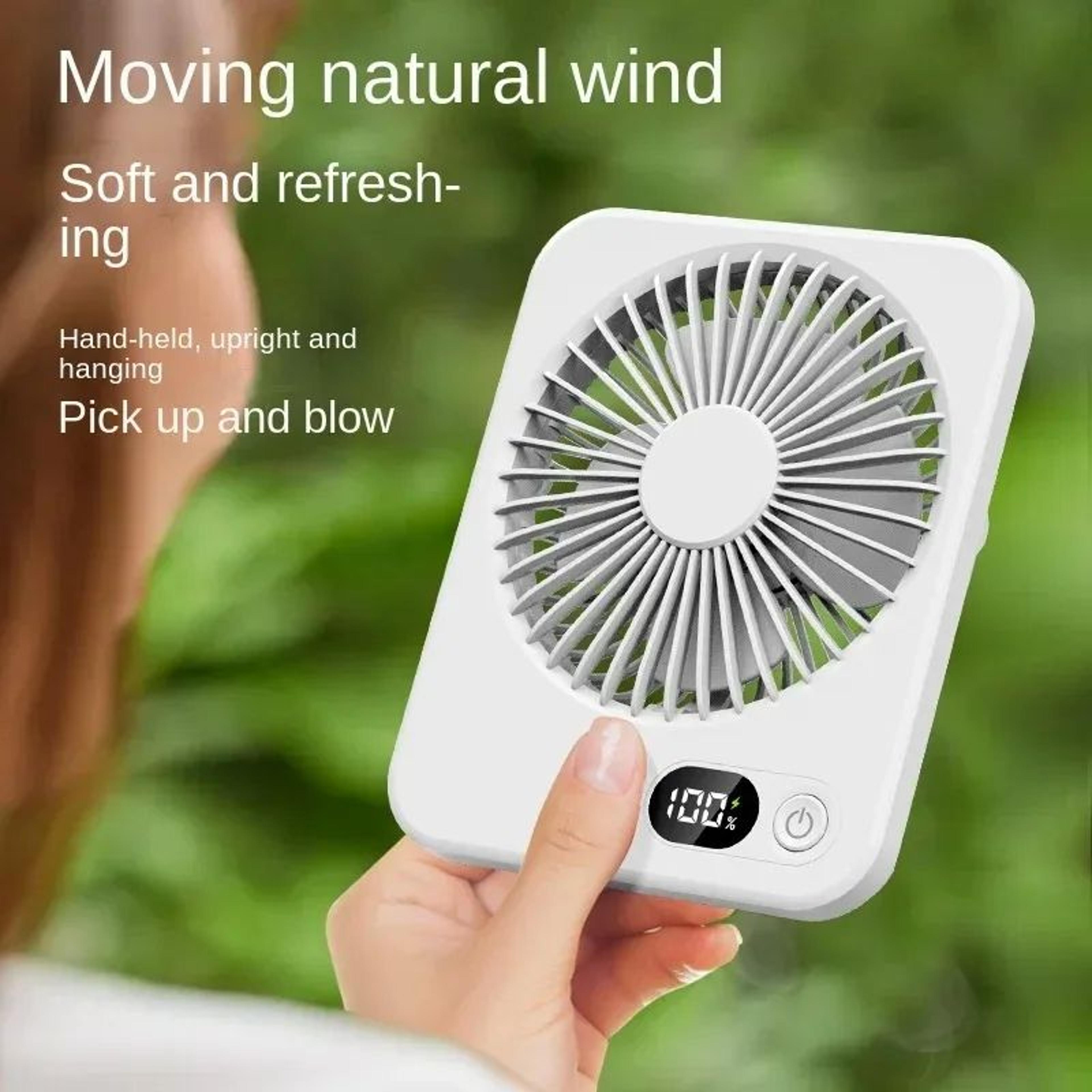 Portable Handheld Fan USB Rechargeable  Mini Desktop Mute Table Fan With Power Display  5Speed Adju 4