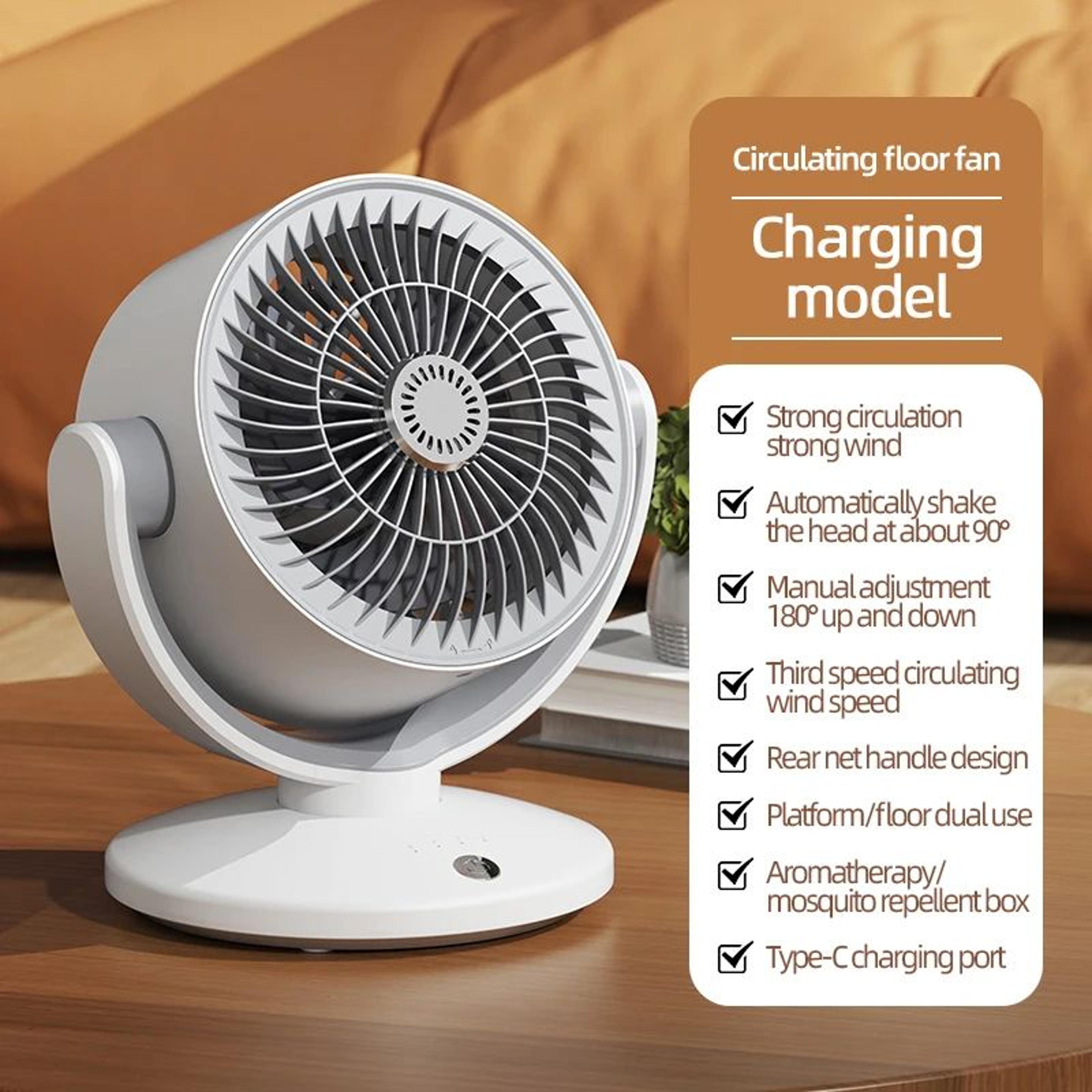 Desktop Circulating Fan TypeC Fast Charging Mini Oscillating Table Fan With 3Speed Air Circulation  6