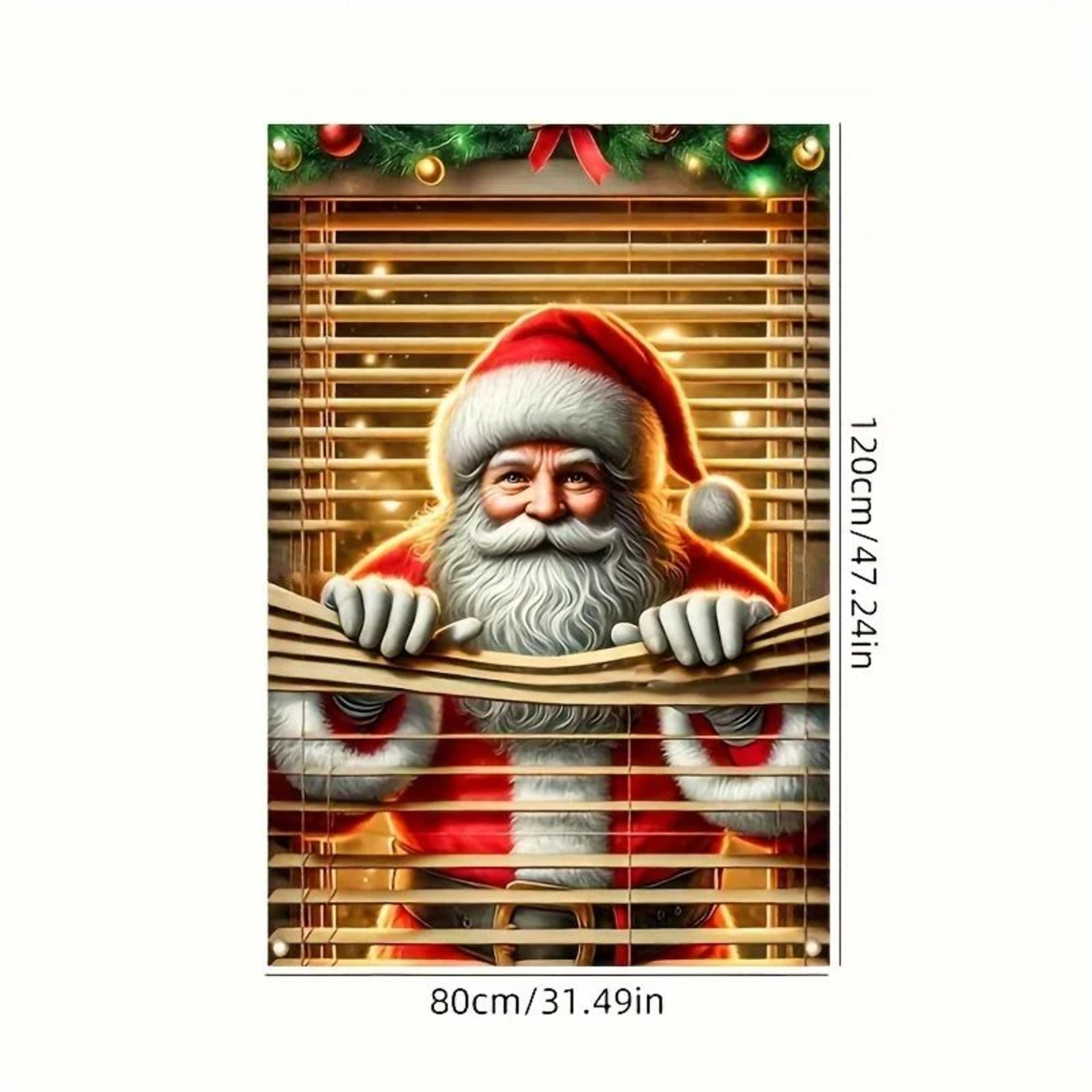 Santa Claus Christmas Window Cover  2D Indoor Outdoor Holiday Photo Backdrop Polyester Decoration 5