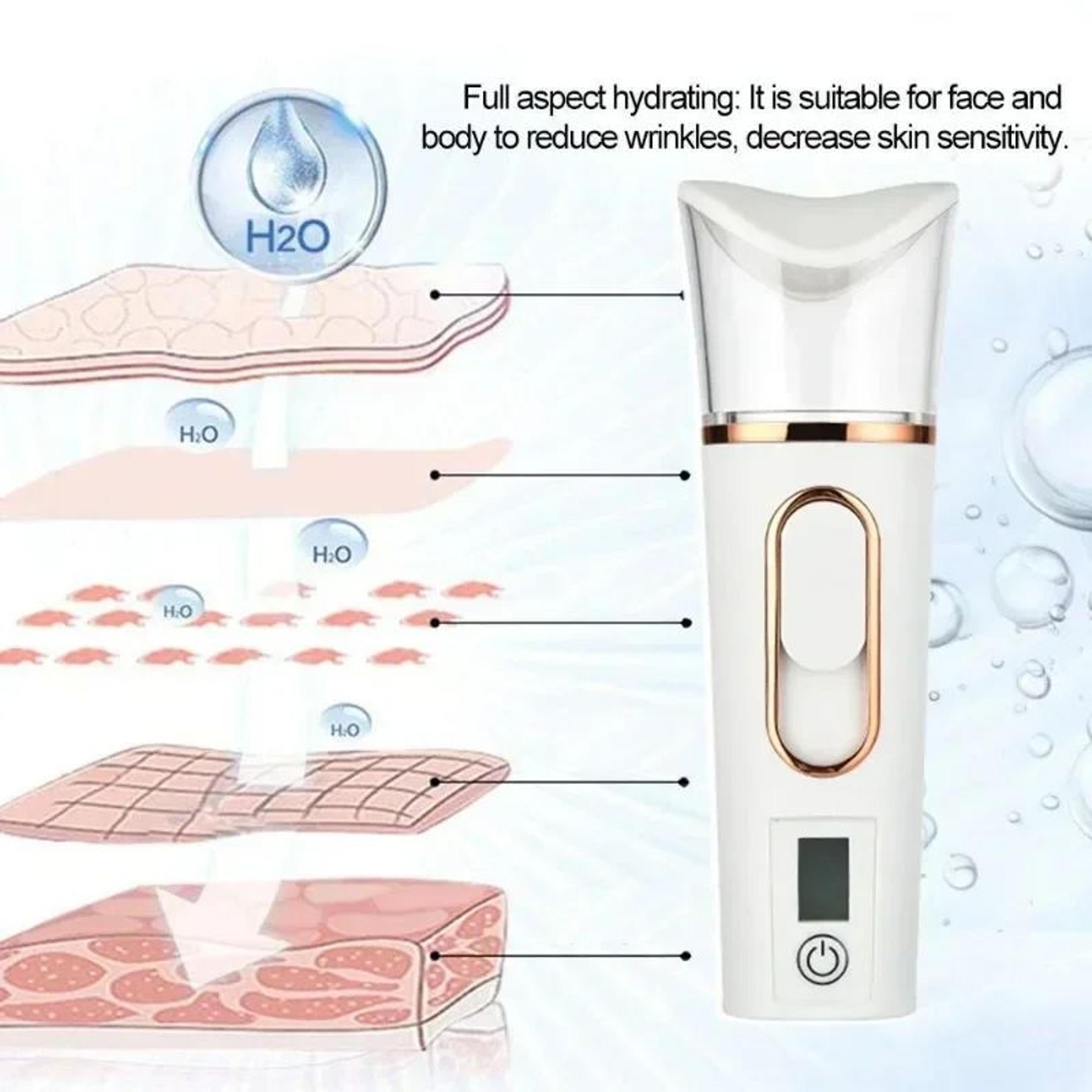 Nano Mist Facial Steamer Mini Portable Sprayer  Handheld Skin Hydration Humidifier With LED Moistur