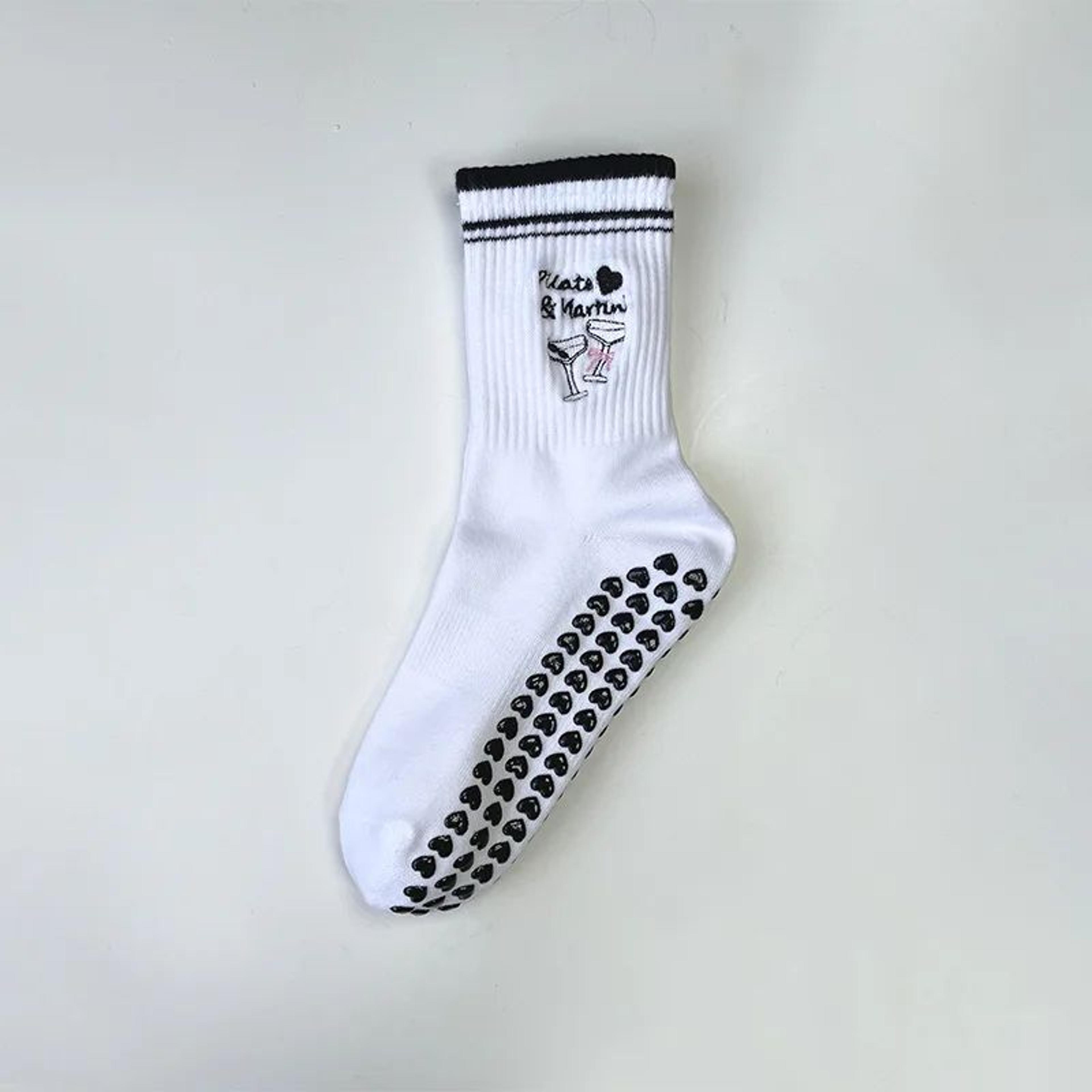 Womens Knitted Embroidered NonSlip Yoga Socks EU 3643  Silicone Grip Pilates  Fitness MidCalf Socks 7