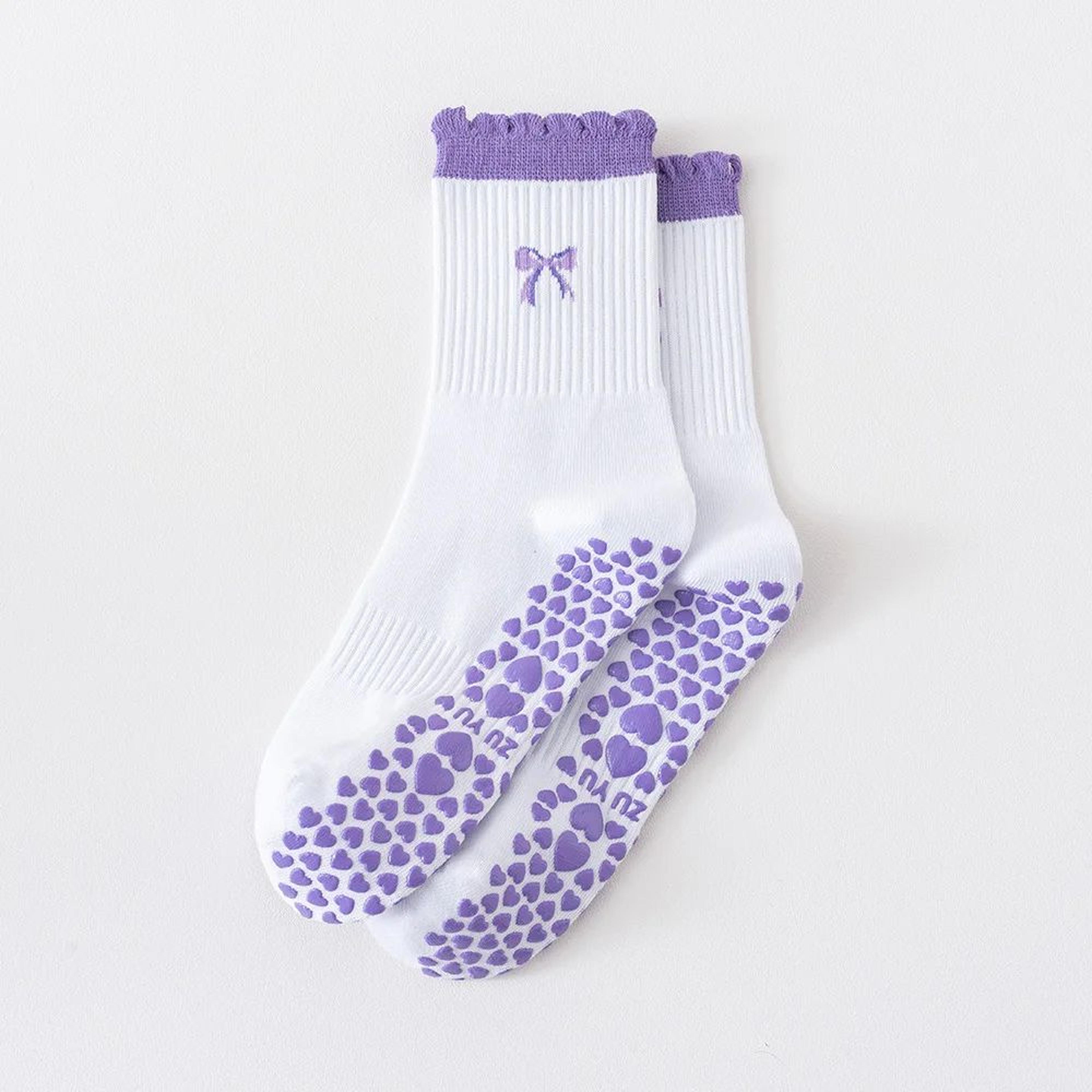 Womens Knitted Embroidered NonSlip Yoga Socks EU 3643  Silicone Grip Pilates  Fitness MidCalf Socks 23