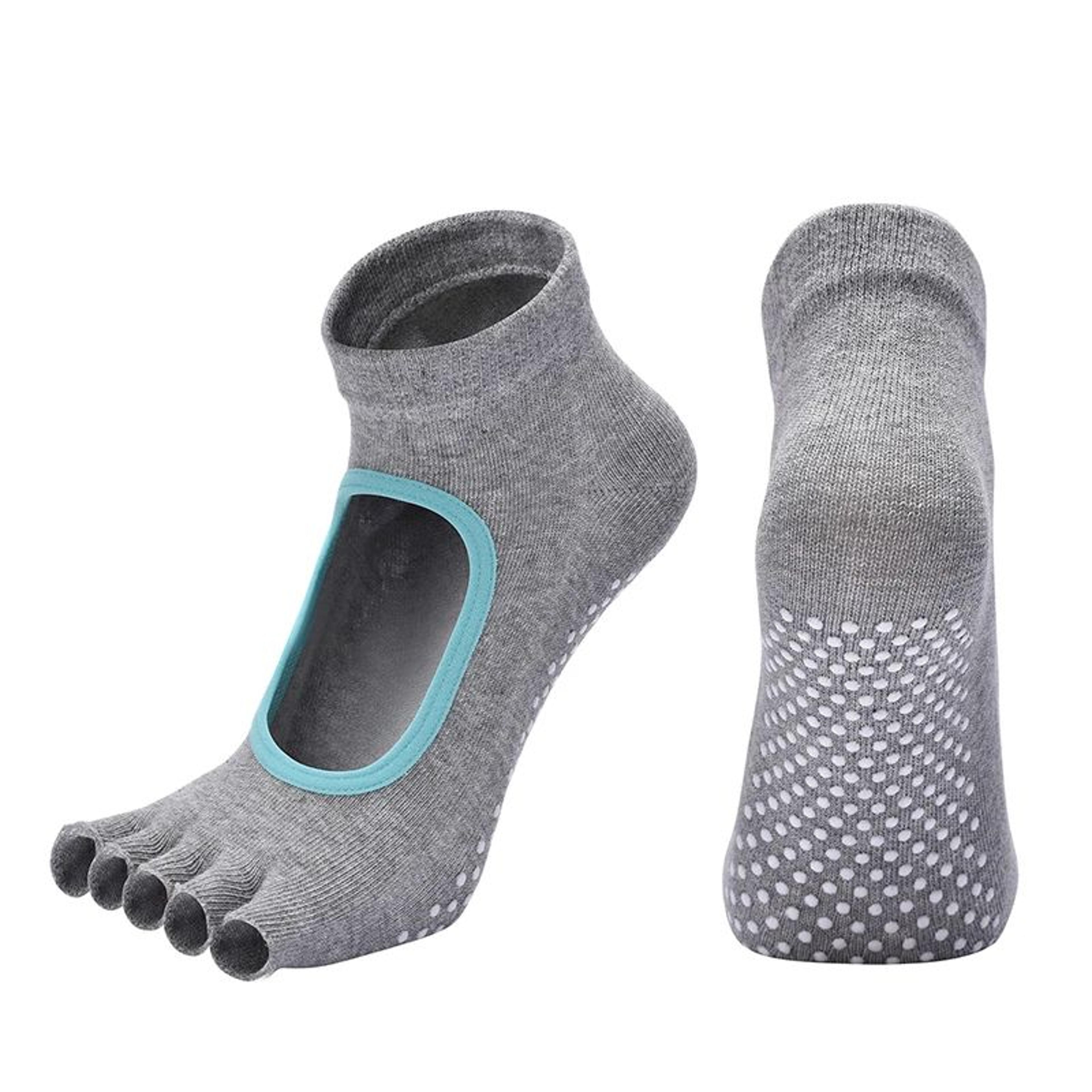 Womens Cotton FiveToe Backless Yoga Socks  Breathable AntiSlip Silicone Pilates  Ballet Grip Socks 11