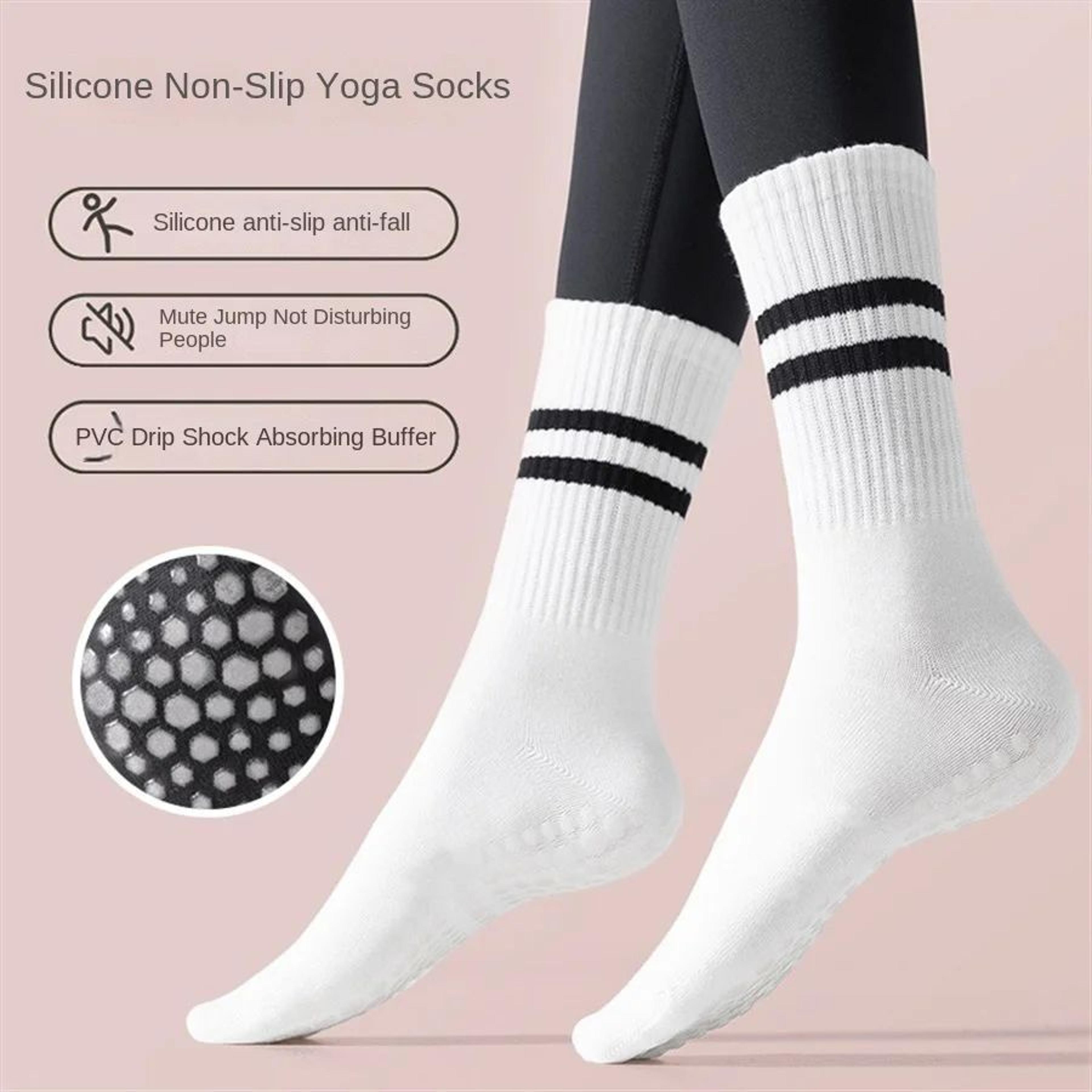 Womens KneeHigh NonSlip Yoga Socks  AntiSlip Pilates  Skipping Rope Sports Grip Socks 3