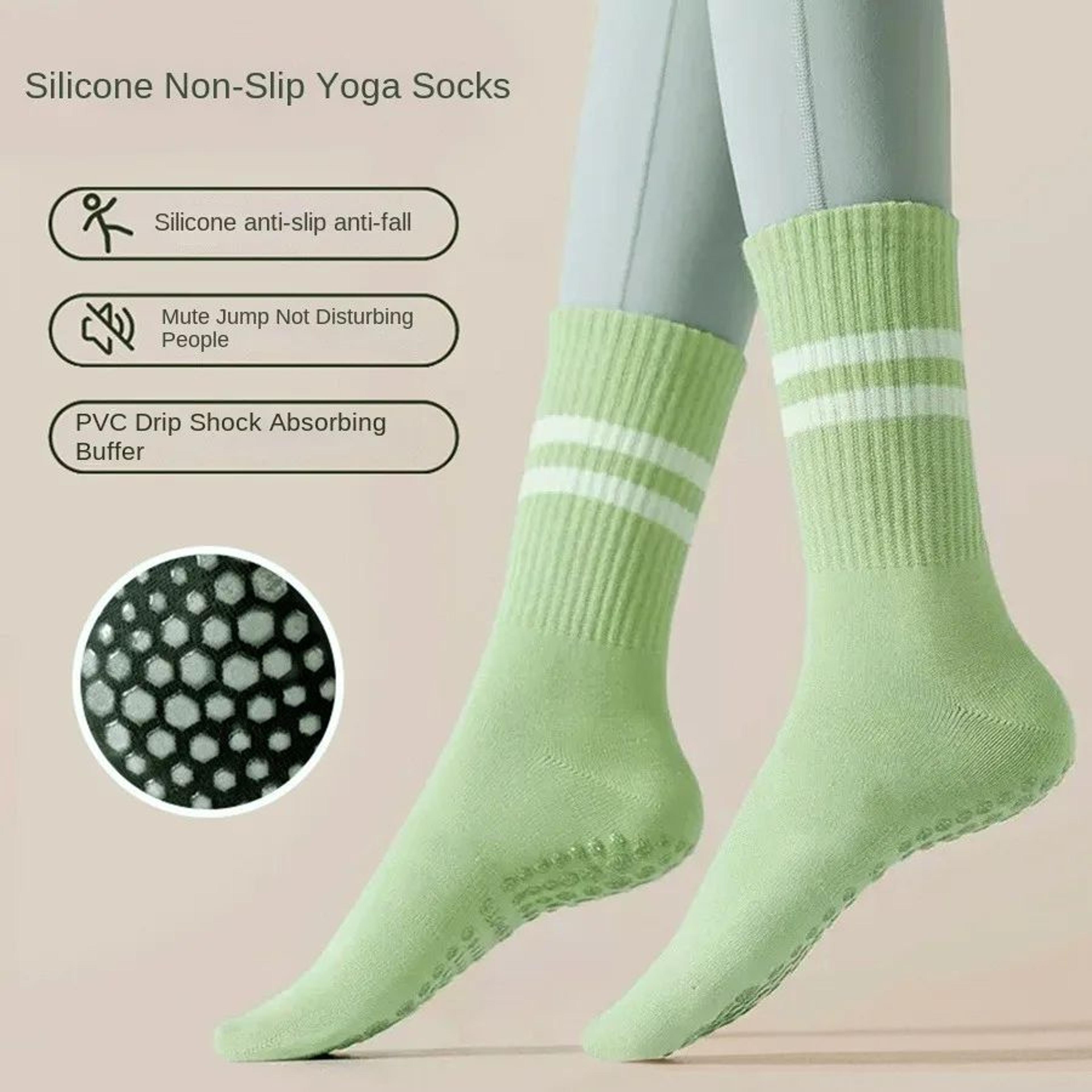 Womens KneeHigh NonSlip Yoga Socks  AntiSlip Pilates  Skipping Rope Sports Grip Socks 5
