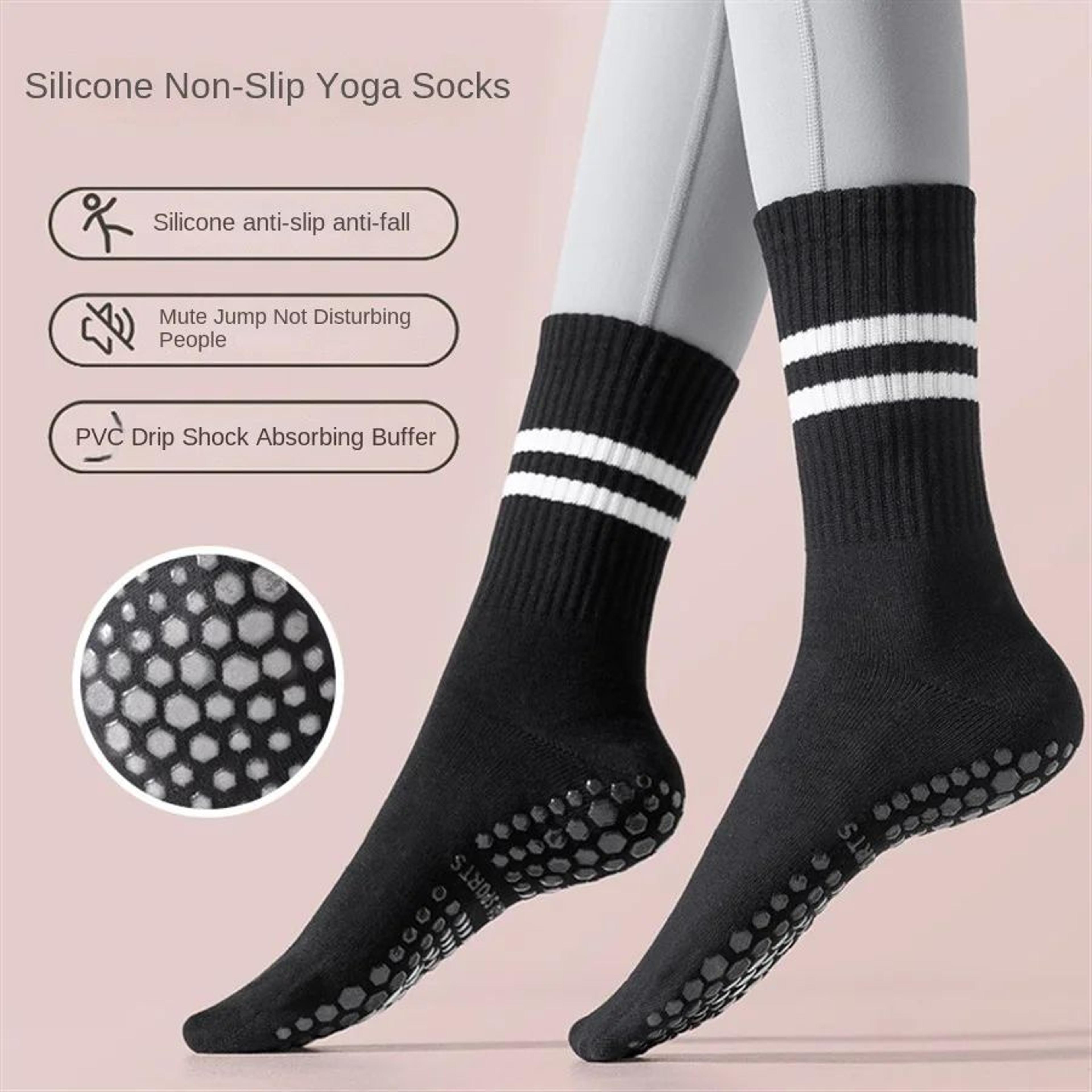 Womens KneeHigh NonSlip Yoga Socks  AntiSlip Pilates  Skipping Rope Sports Grip Socks 7