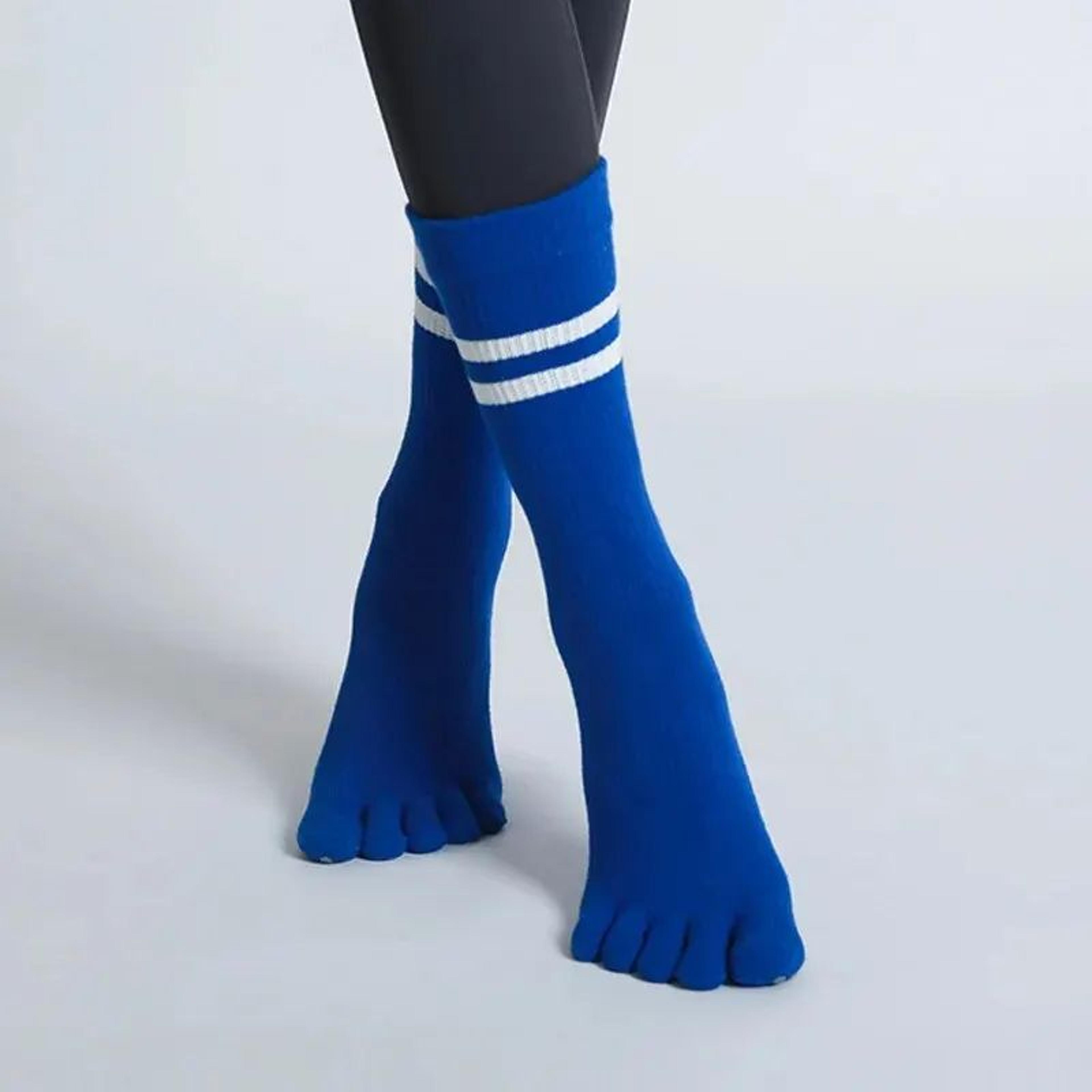 Womens Breathable FiveToe NonSlip Yoga Socks  MidCalf Cotton Pilates  Ballet Grip Floor Socks US 45 7