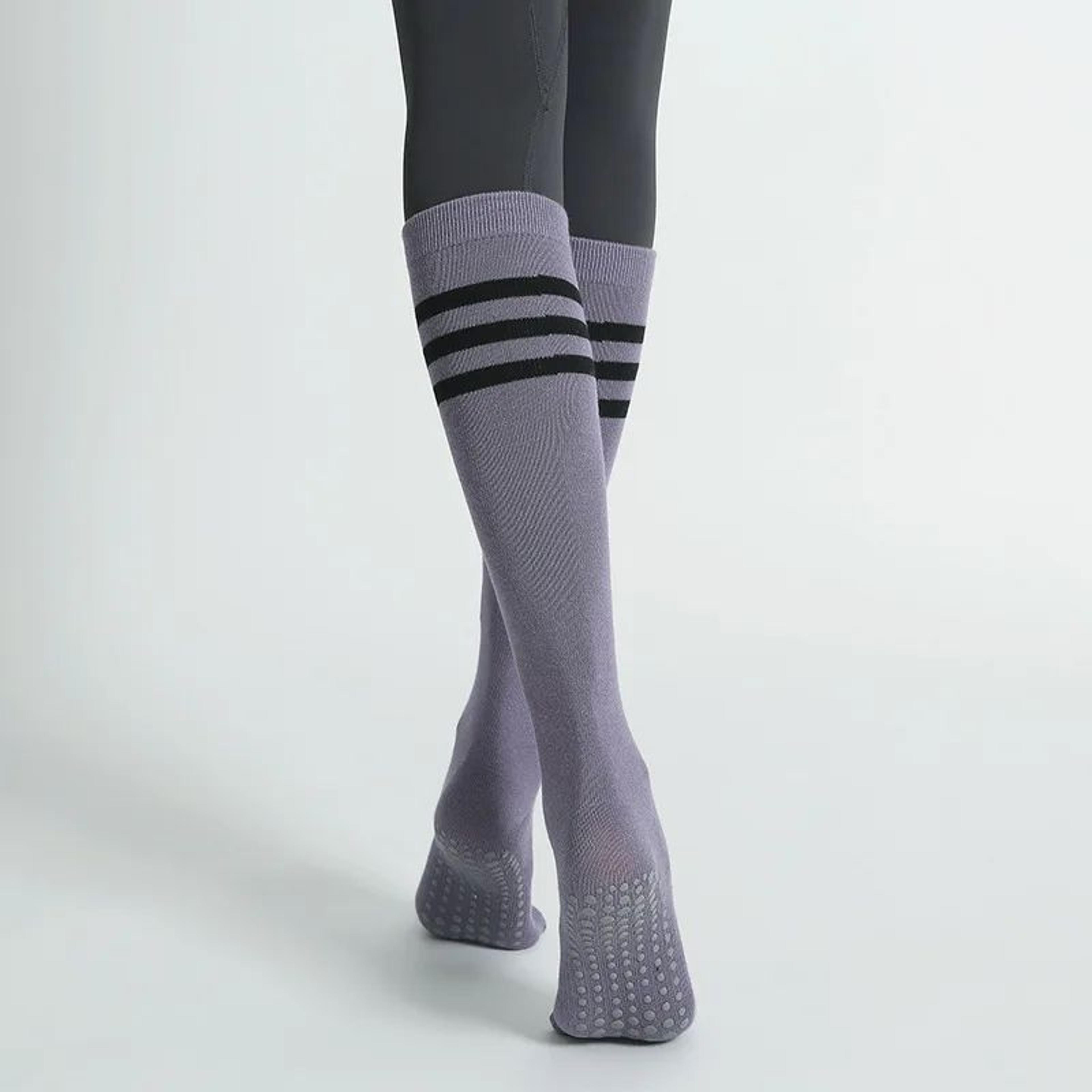 Autumn Winter Womens AntiSlip Cotton Yoga Socks  MidCalf Terry Pilates  Ballet Grip Fitness Socks 5