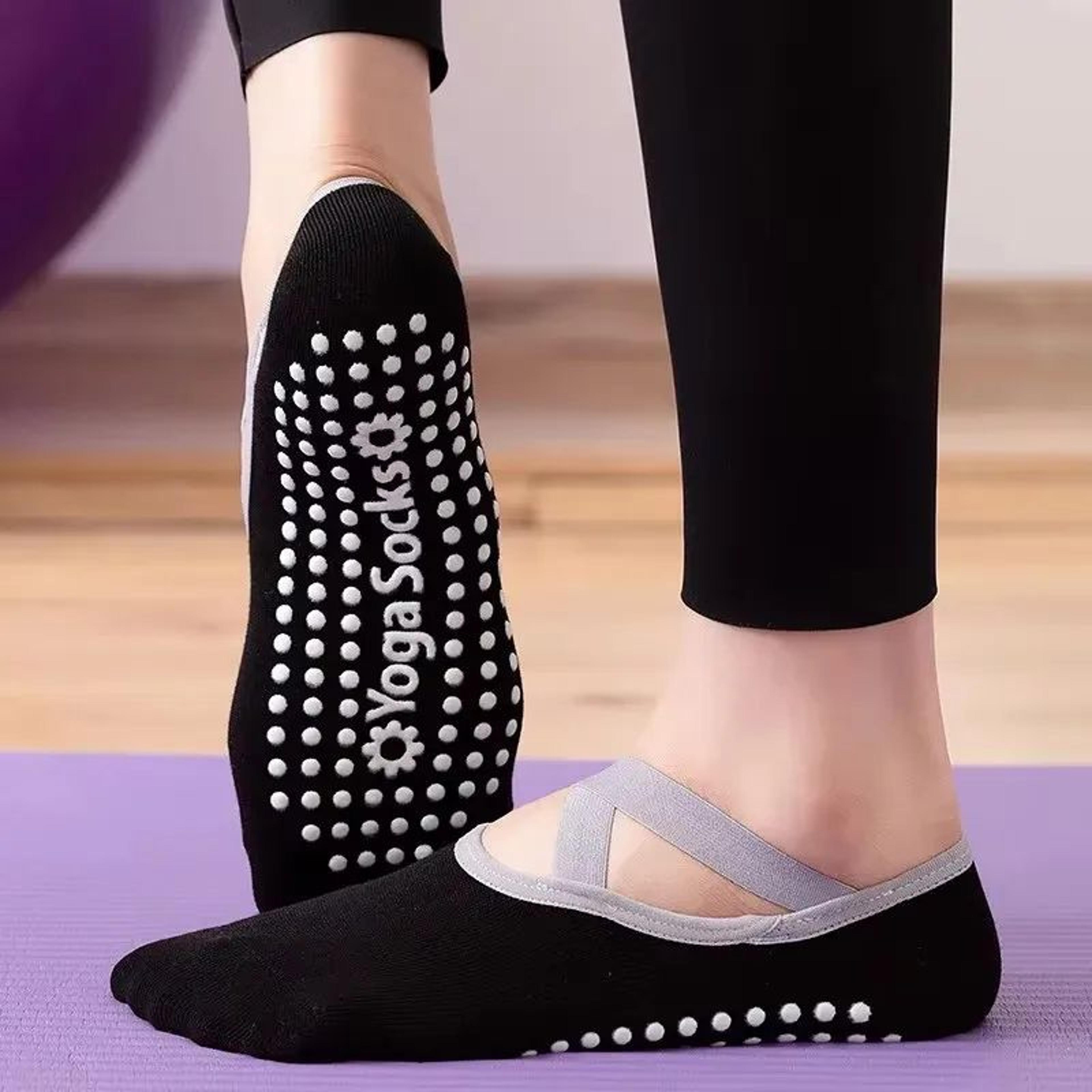 Womens Terry Cotton NonSlip Yoga Socks  Breathable Bandage Pilates  Ballet Grip Fitness Socks 4