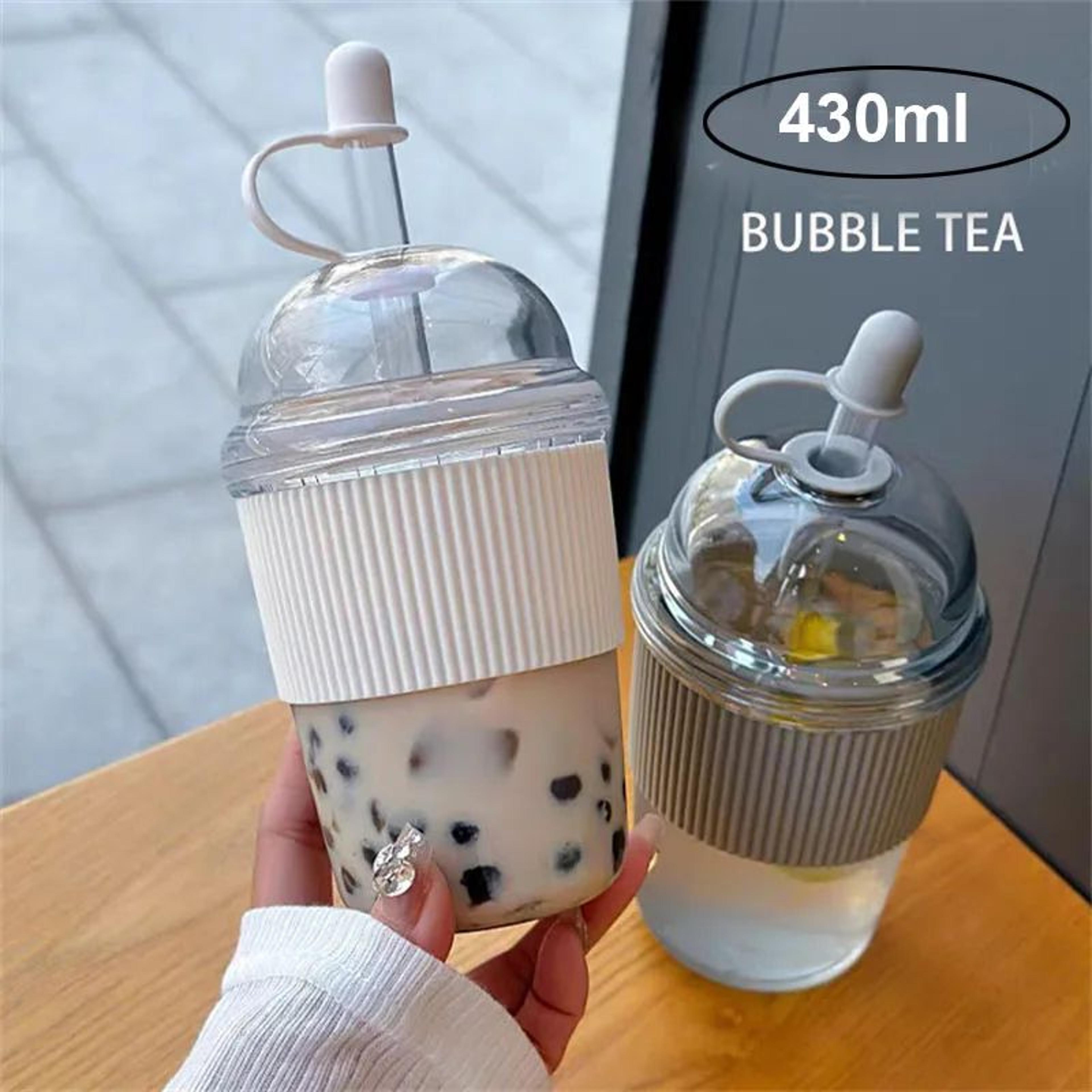430ml Ins Style Straw Tumbler With Lid  Large Capacity Reusable Boba Tea  Coffee Cup 0