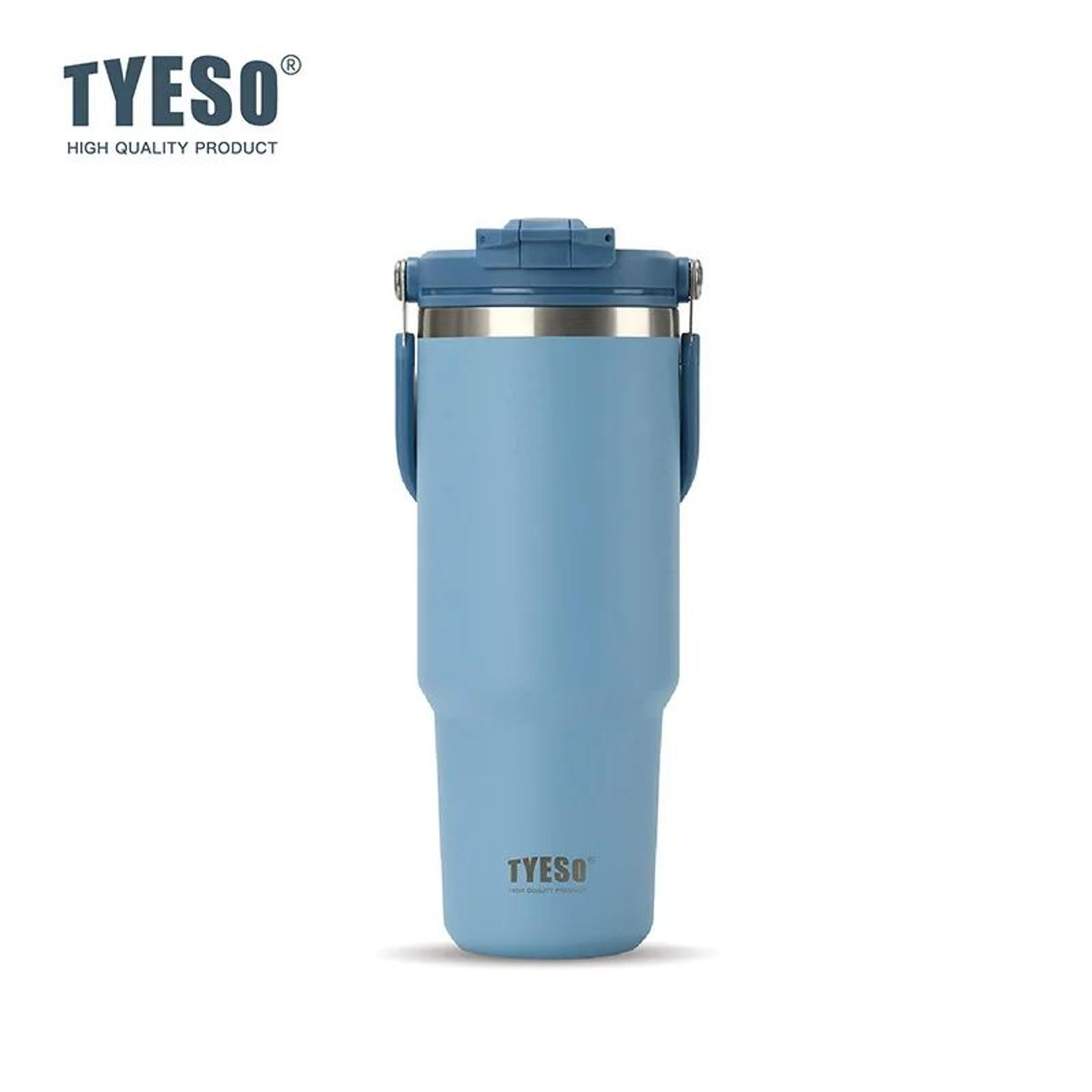 TYESO Large Capacity Stainless Steel Vacuum Tumbler With Handle  DualDrink Insulated Coffee  Water  7