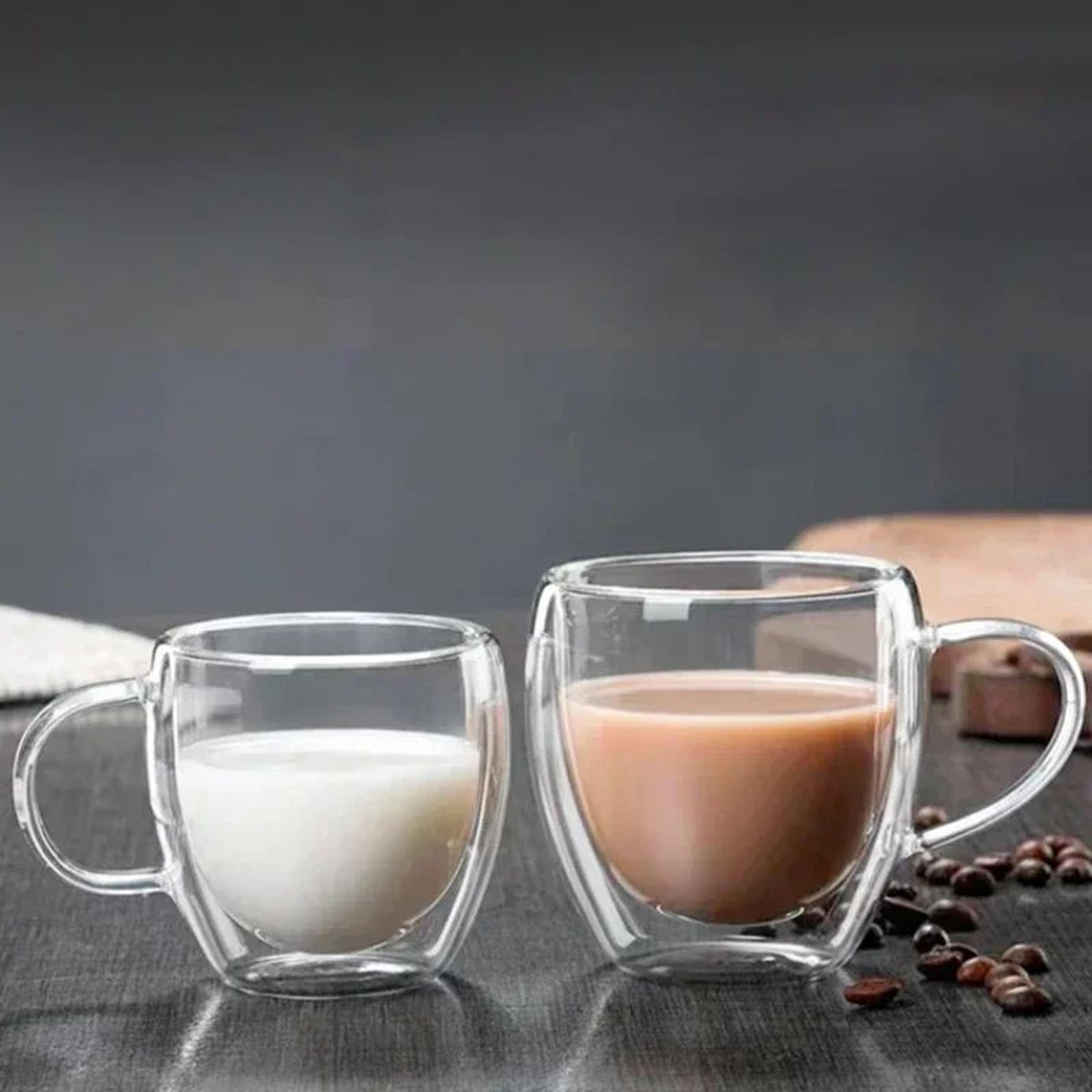 Double Wall Transparent Borosilicate Glass Coffee Cup  Insulated Espresso  Milk Mug 1
