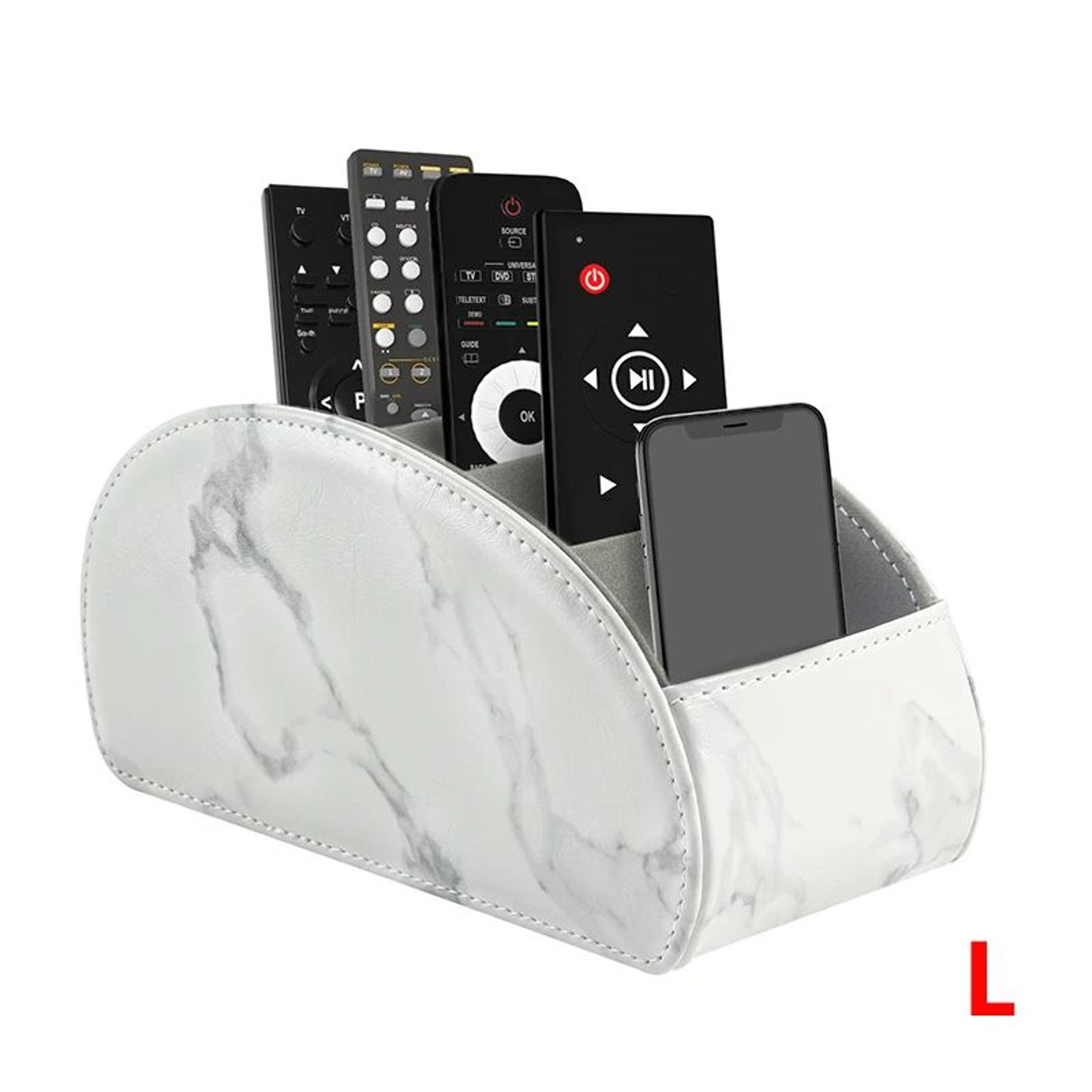 LMETJMA PU Leather Remote Control Holder  5 Compartment TV Remote Caddy  Desktop Organizer Tray 15