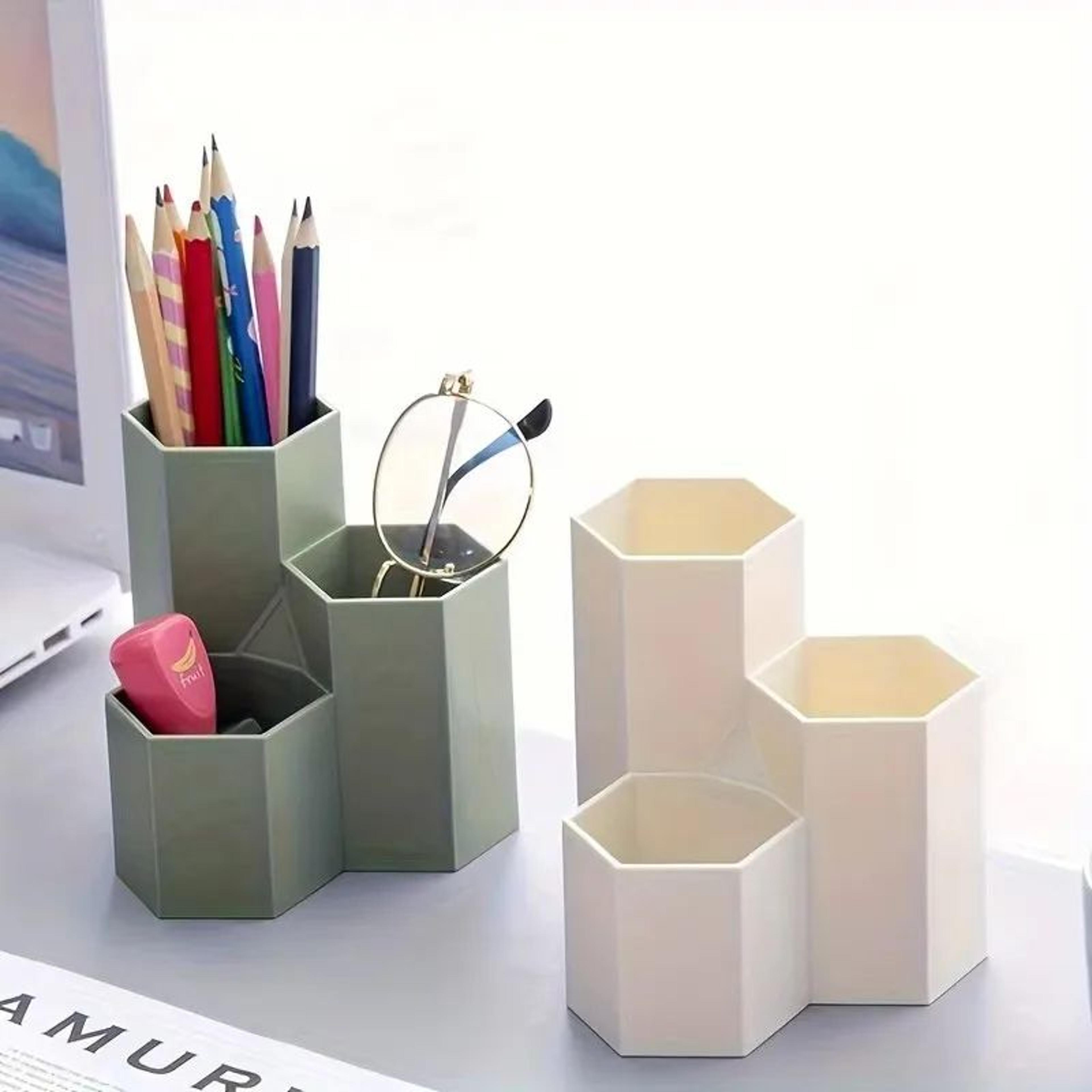 ThreeGrid Multifunctional Pen Holder  Desktop Stationery  Makeup Brush Storage Box Organizer 1