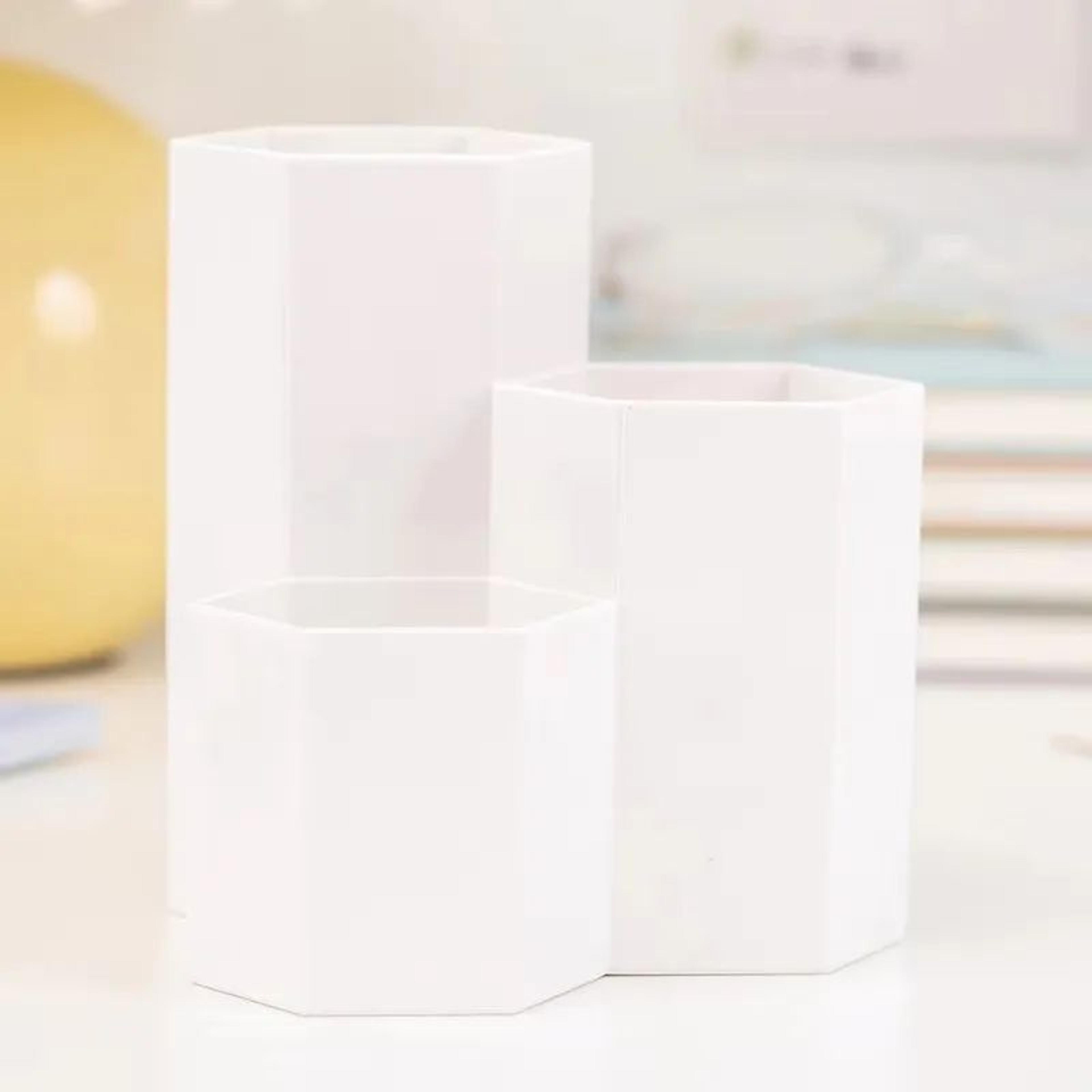 ThreeGrid Multifunctional Pen Holder  Desktop Stationery  Makeup Brush Storage Box Organizer 4