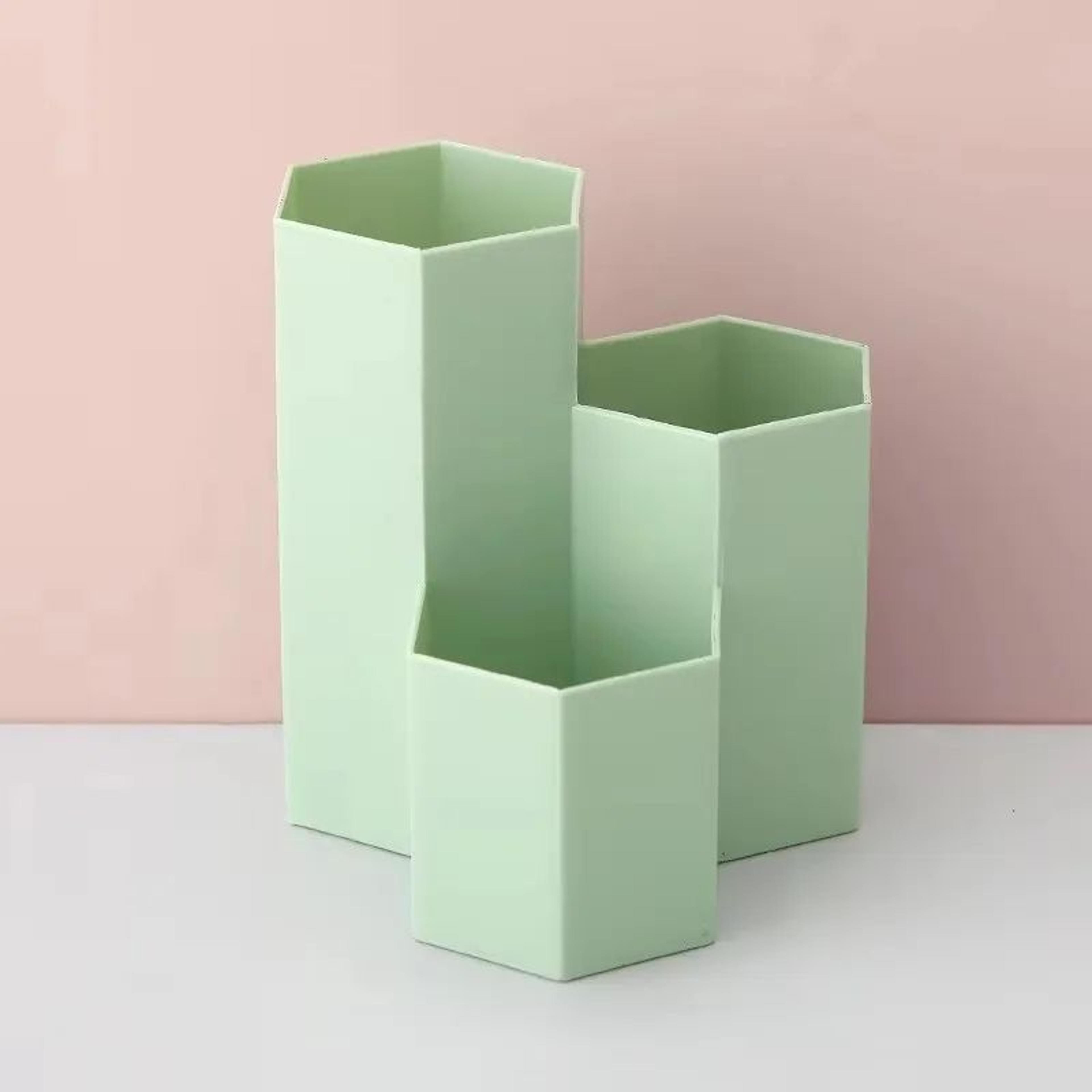ThreeGrid Multifunctional Pen Holder  Desktop Stationery  Makeup Brush Storage Box Organizer 7